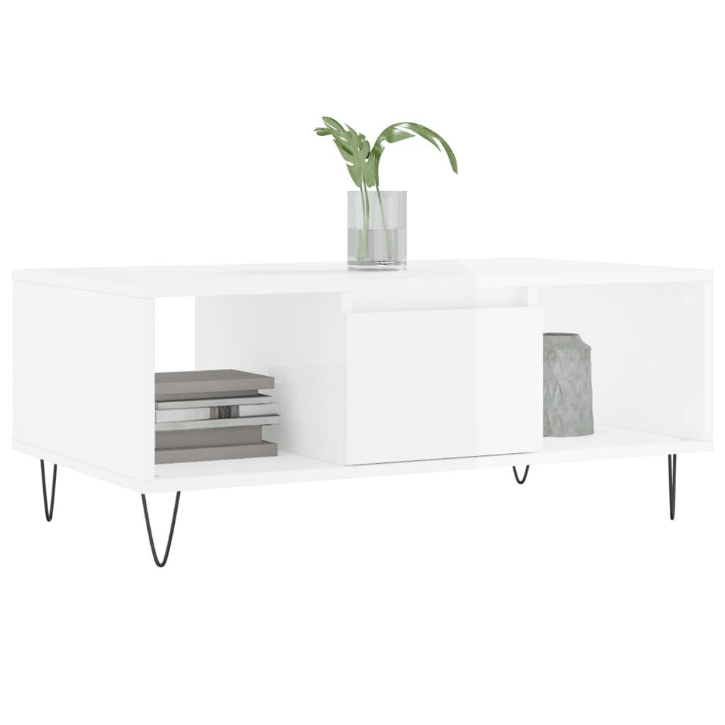 vidaXL Couchtisch Couchtisch Hochglanz-Weiß 90x50x36,5 cm günstig online kaufen