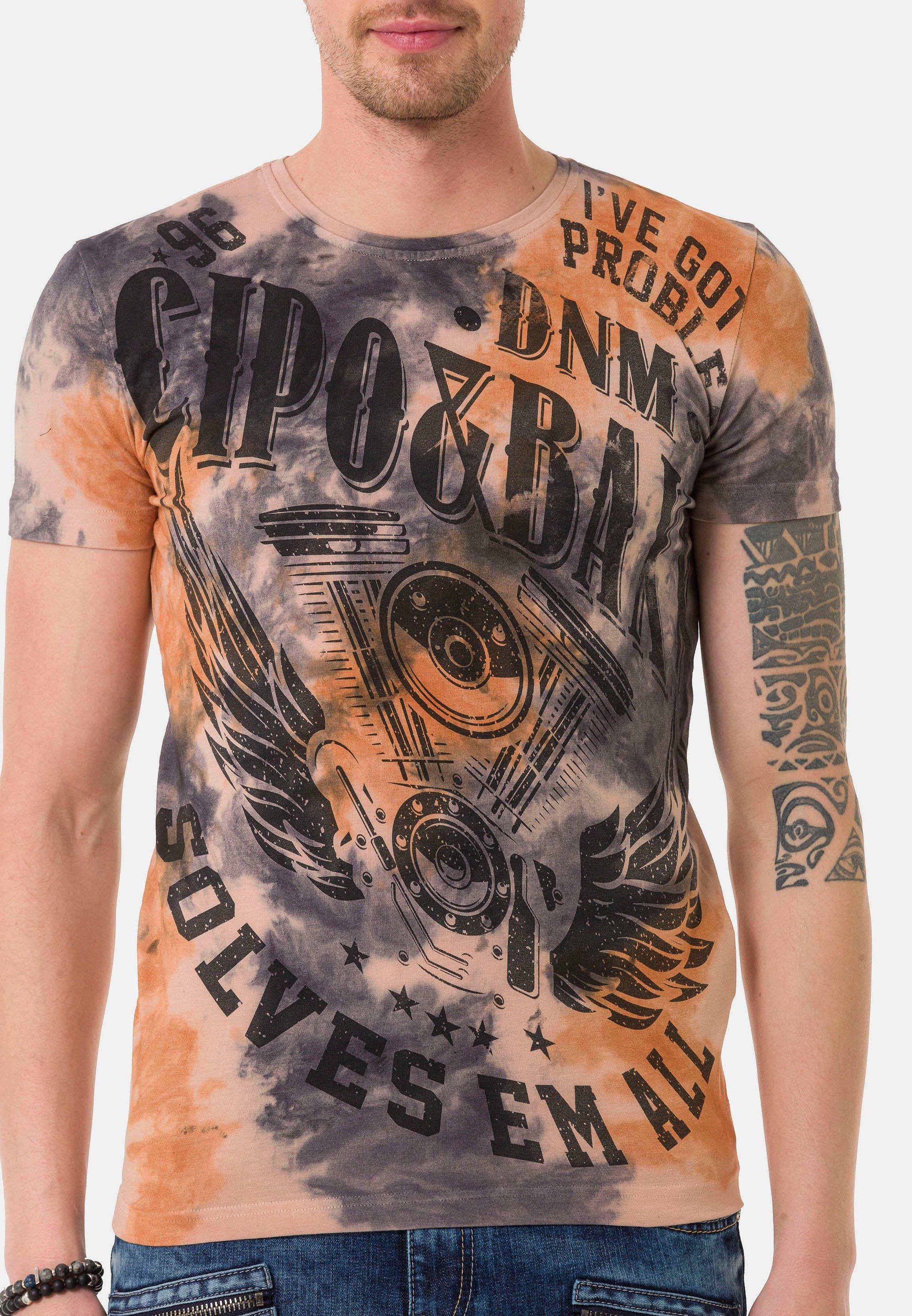 mit Baxx Cipo orange coolen Prints T-Shirt &