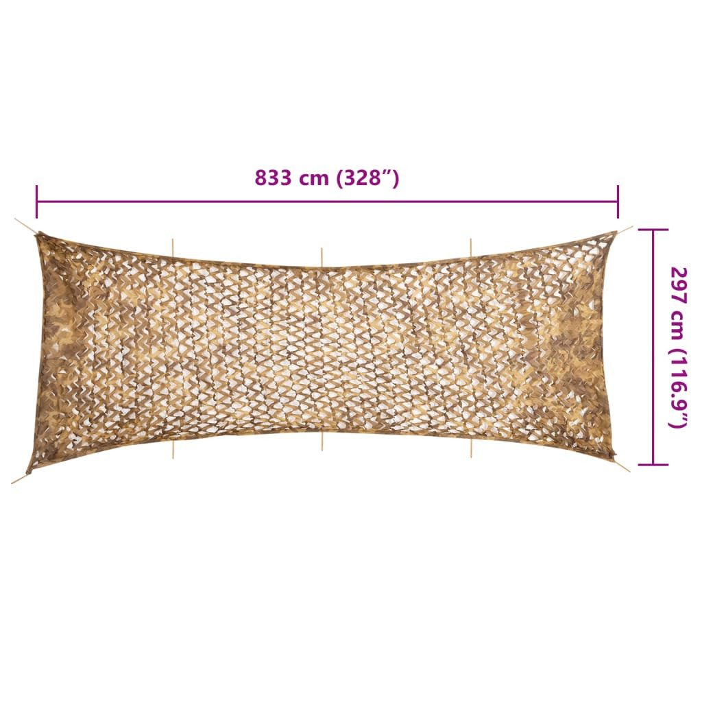 vidaXL Sonnensegel 833 x 297 cm Tarnnetz mit Aufbewahrungstasche 833x297 cm Sandfarbe