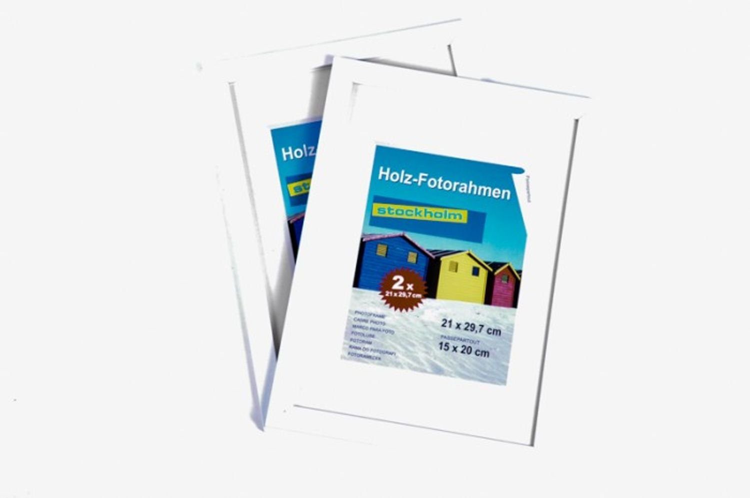 BURI Bilderrahmen Holz-Fotorahmen 21x29,7cm 2er Pack Fotos Photo Rahmen Dekoration weiß