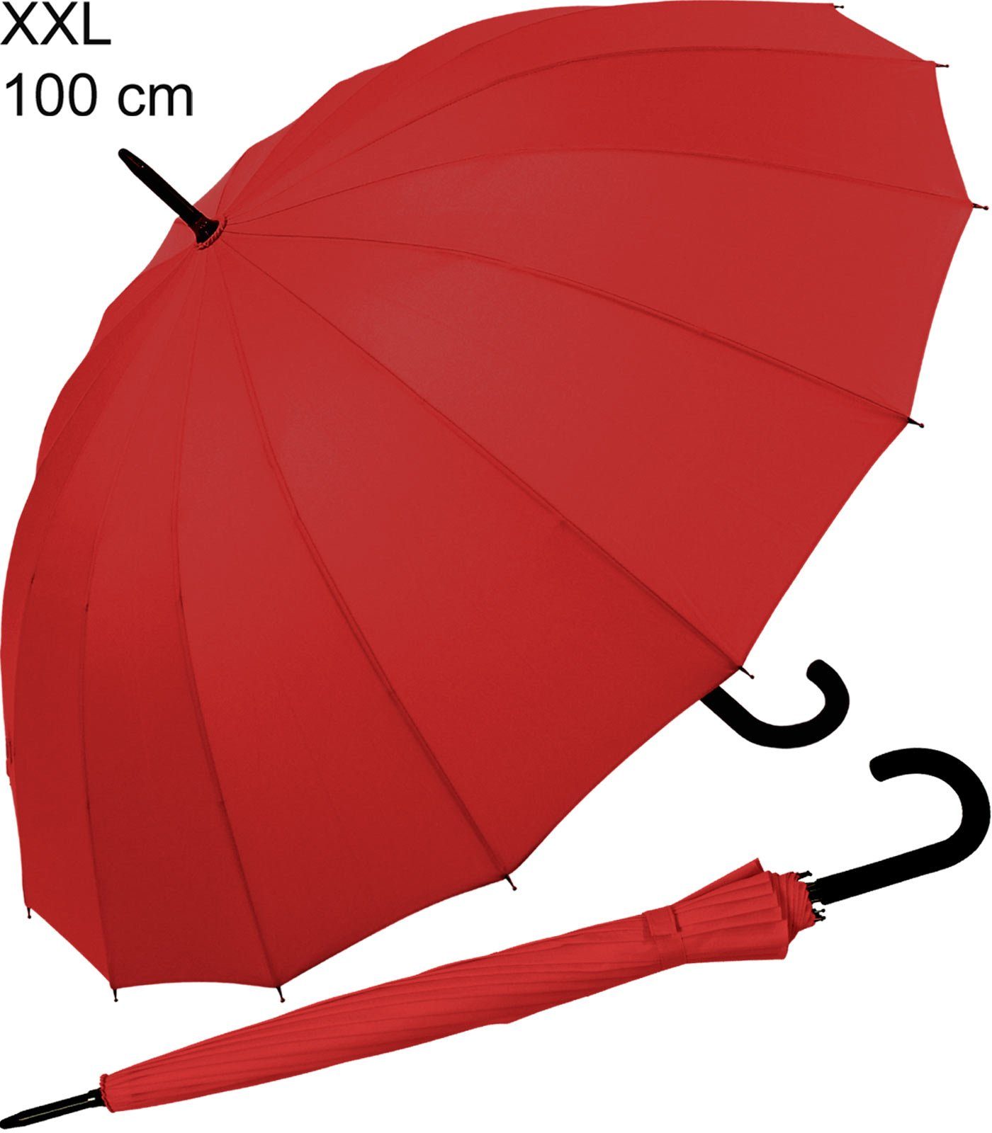 iX-brella Stockregenschirm mit 16-teiligem Dach und Auf-Automatik, mit Fiberglas-Stahl-Gestell, in vielen Farben