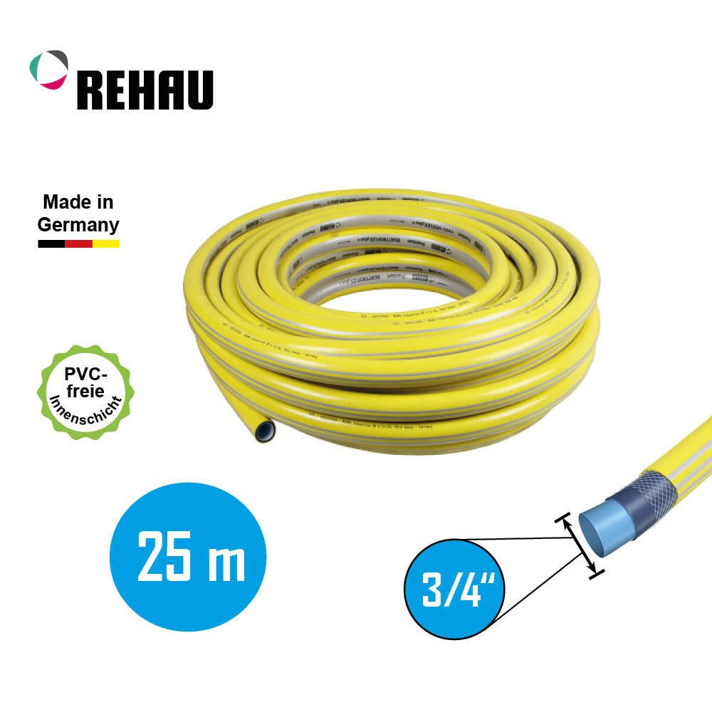 Rehau Gartenschlauch Gartenschlauch Gelb 25 m 3/4" druckstabil mit 24-fädiger Armierung