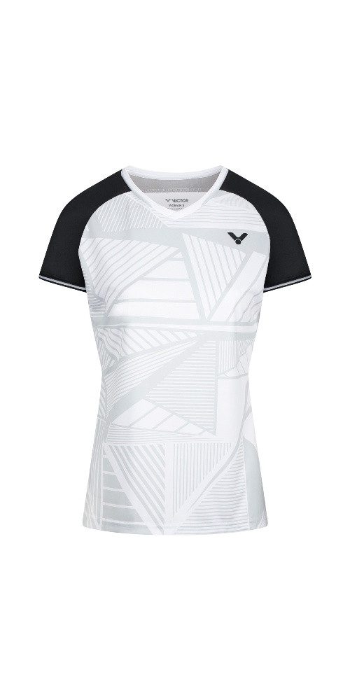 VICTOR T-Shirt Sport-Shirt T-64101 A (100% Polyester) weiss/schwarz Damen