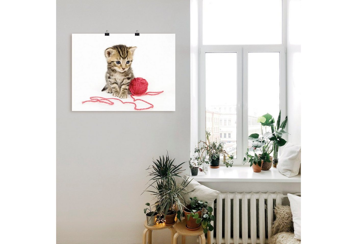 Artland Wandbild »Kätzchen mit rotem Garnball«, Haustiere (1 Stück), in vielen Größen & Produktarten - Alubild / Outdoorbild für den Außenbereich, Leinwandbild, Poster, Wandaufkleber / Wandtattoo auch für Badezimmer geeignet-kaufen