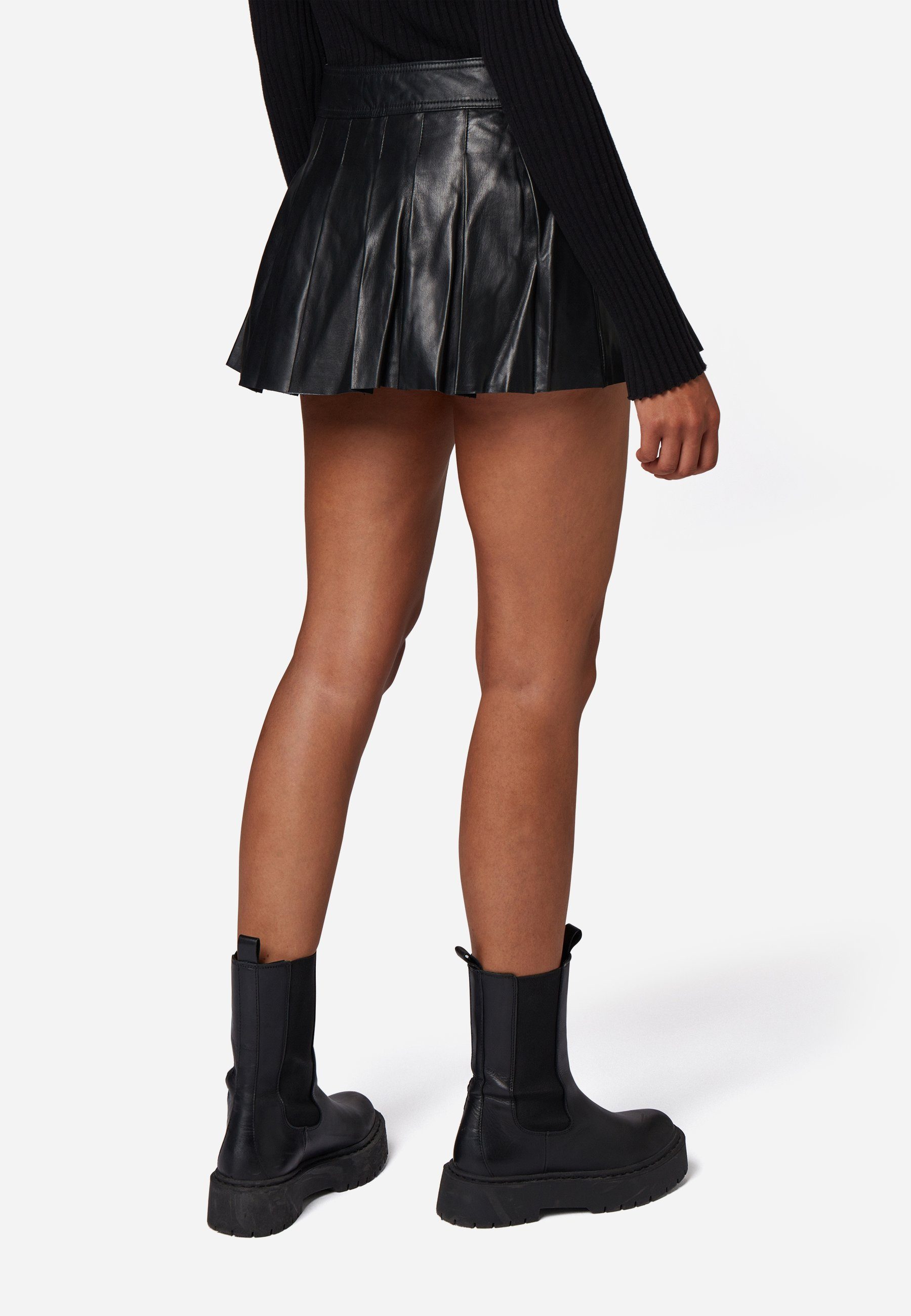 RICANO Lederrock Pleated Skirt hochwertiges Lammleder