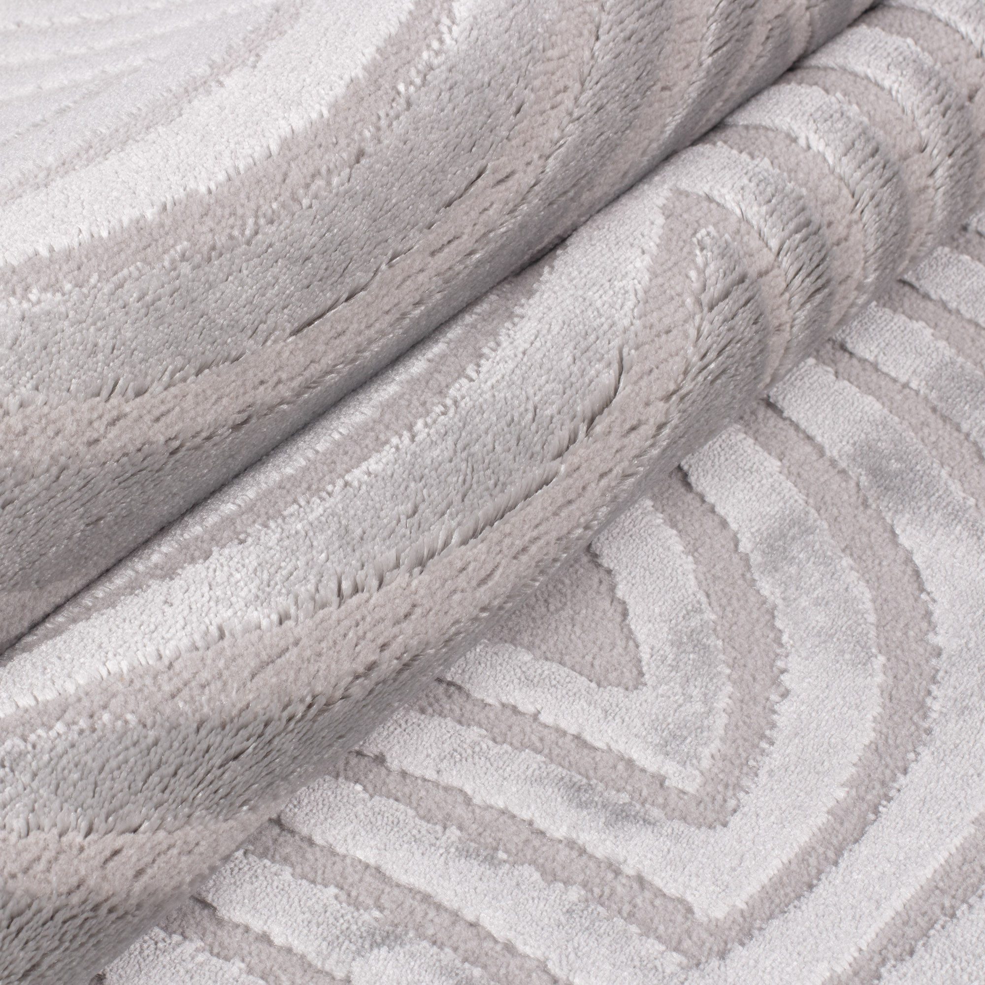 KADIMA DESIGN Teppich ILLER Wohnzimmer Schlafzimmer Waschbar Wohnzimmerteppich Esszimmer, Läufer, Höhe: 14 mm, Silber, 80x150 cm, Strapazierfähig Fußbodenheizun – Bild 5 von 5