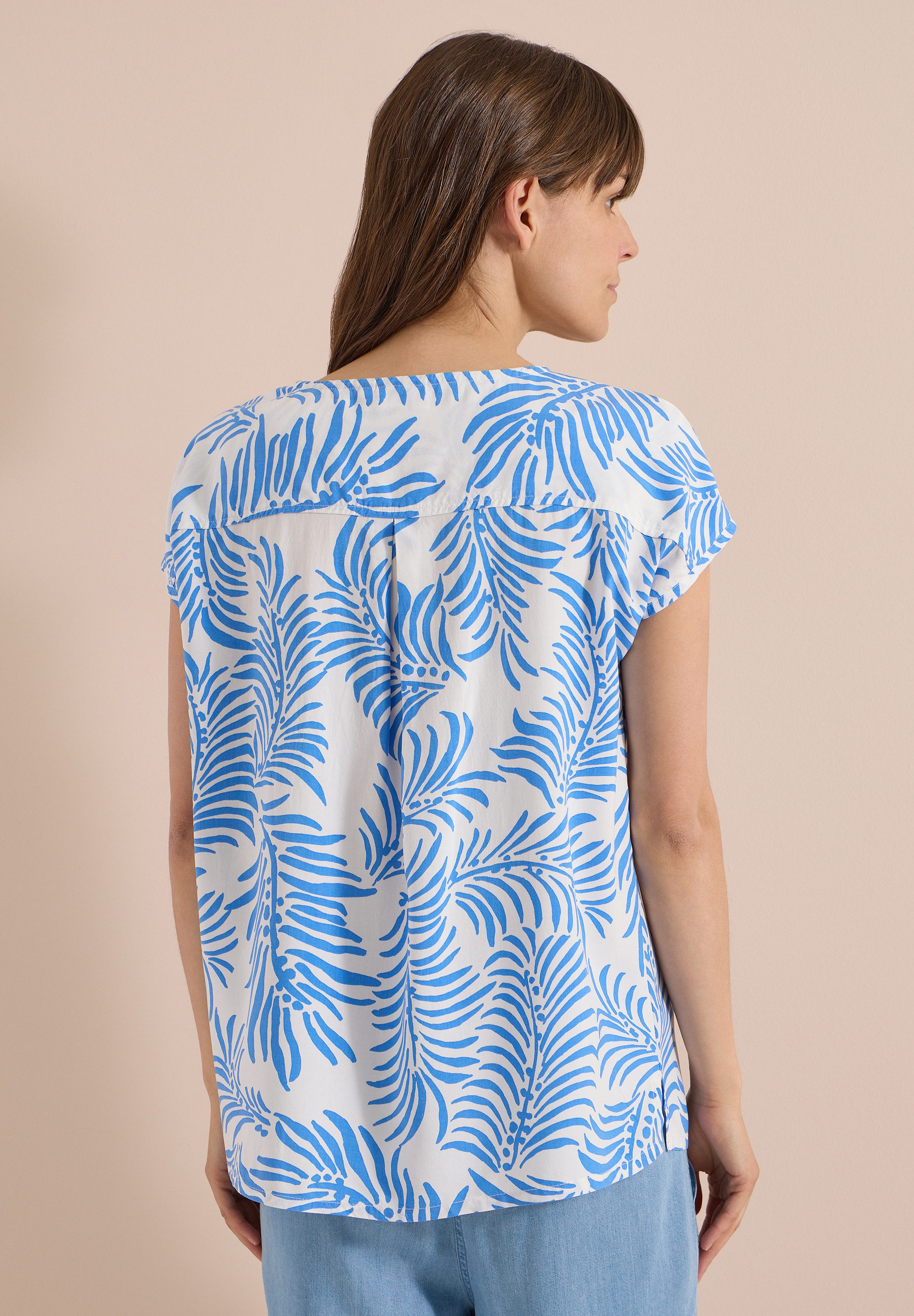 CECIL Kurzarmbluse mit Blätterprint