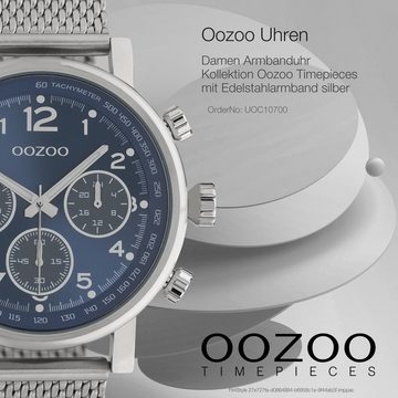 OOZOO Quarzuhr Oozoo Damen, Herren Armbanduhr blau, (Analoguhr), Damen, Herrenuhr rund, groß (ca. 45mm) Edelstahlarmband, Elegant-Style