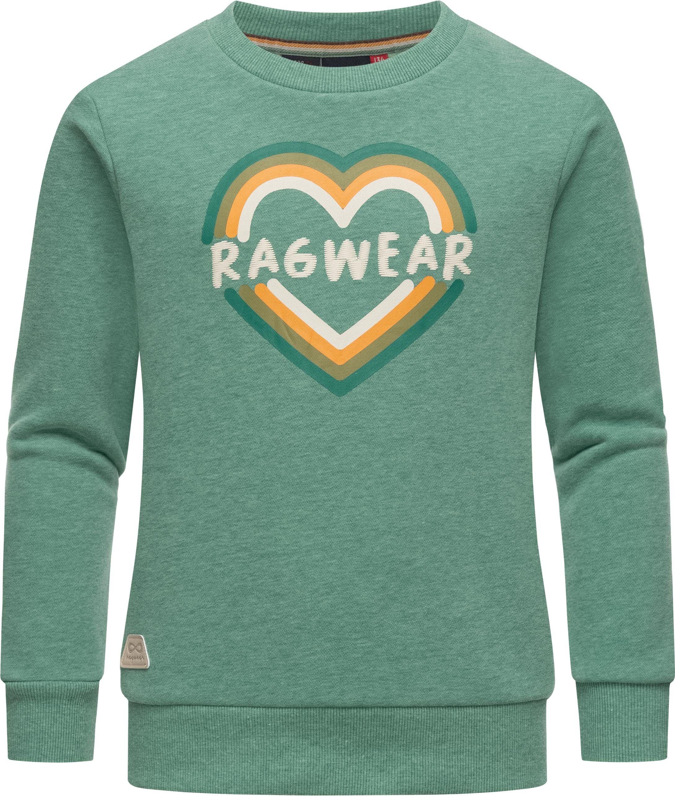 Ragwear Sweater Evka Print stylisches Logo coolem mit Mädchen mint Sweatshirt Print