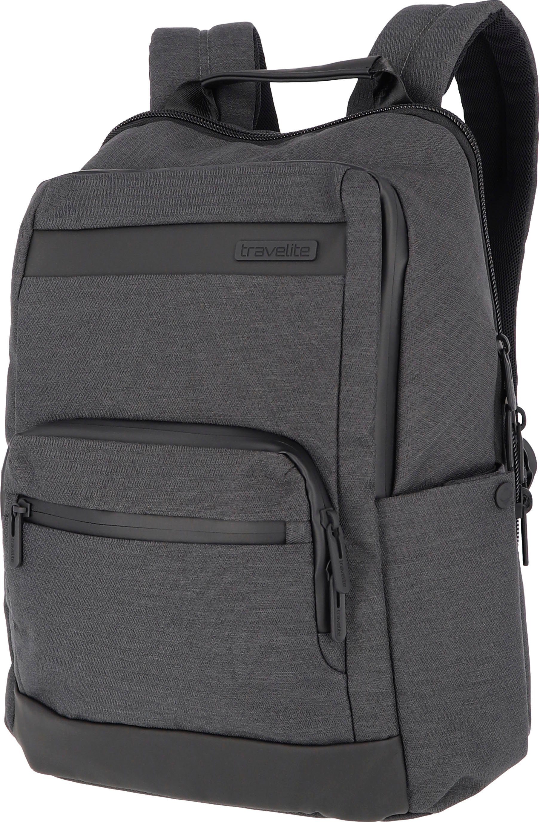 travelite Rucksack Meet, 41 cm, anthrazit, Arbeitsrucksack Schulrucksack 15,6-Zoll Laptopfach Volumenerweiterung