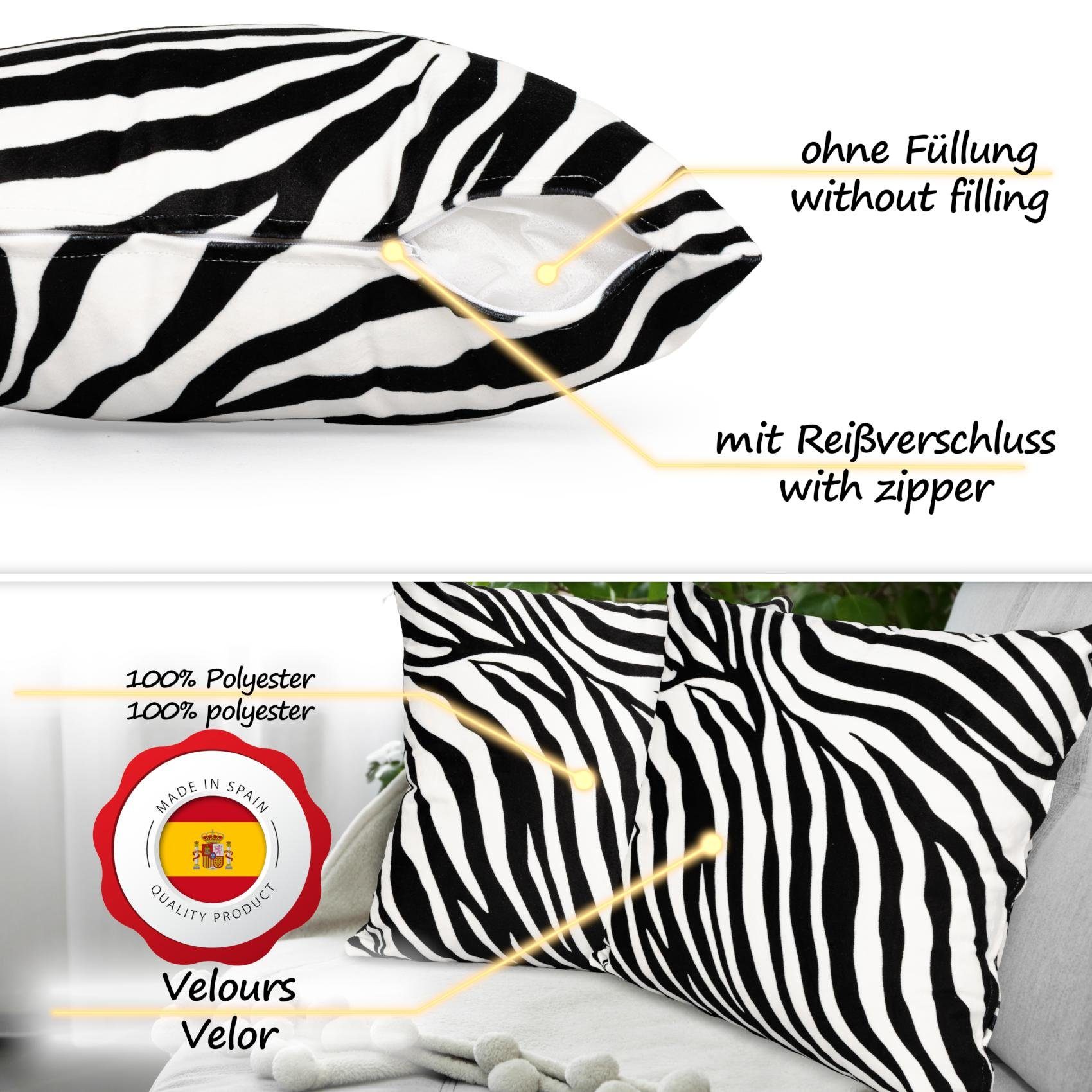 Velours Kissenbezug mit Dekokissen Microfaser-Flanell Zierkissen, Motiv Verschiedene ANRO Weiß