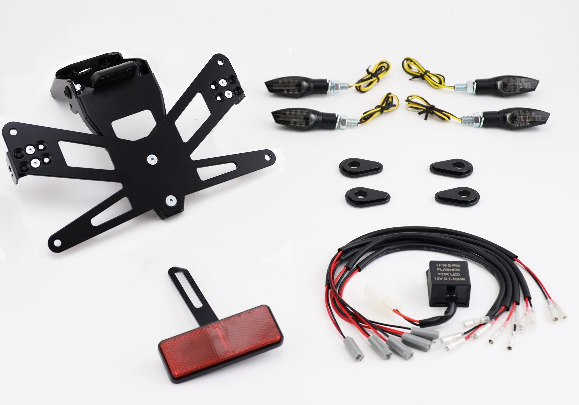 PROTECH Motorradhose Komplett-Set Plug and Play Kennzeichenhalter 125ccm mit 4 LED-Blinker