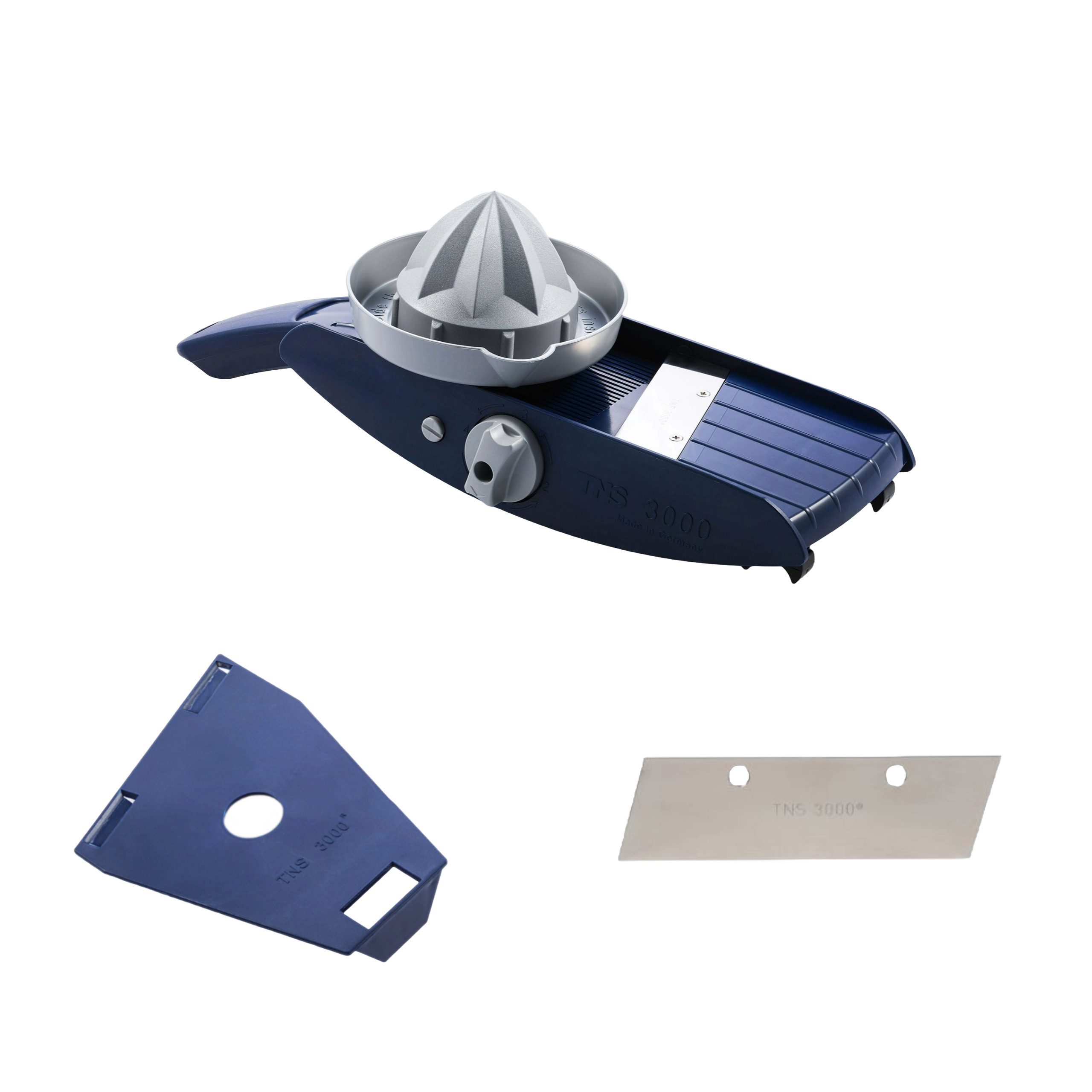 TNS 3000 Gemüsehobel TNS 3000 blau-grau Gemüsehobel "ALL IN ONE" das Original KOMPLETT-SET