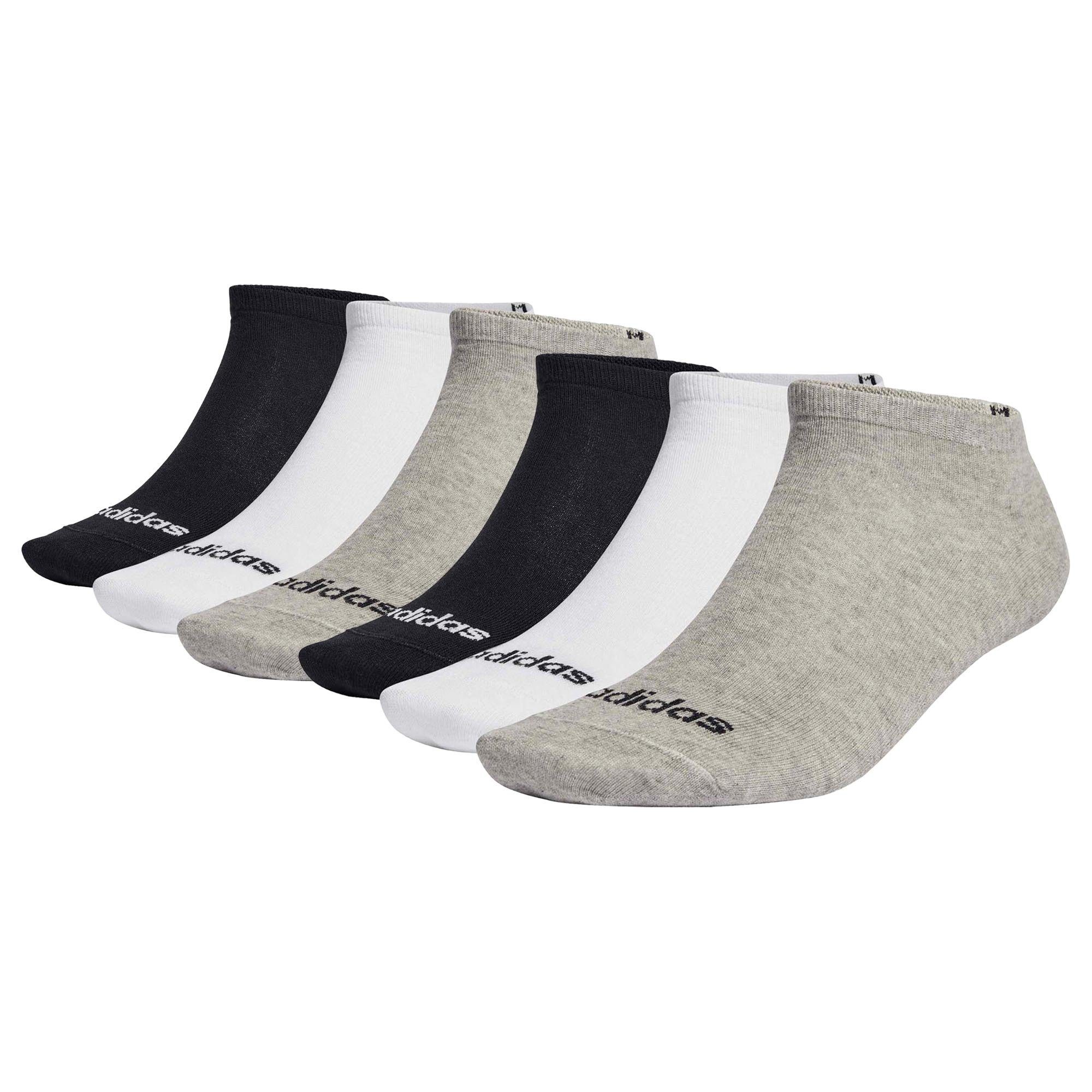 Unisex Pack Sneakersocken Schwarz/Grau/Weiß adidas 6er Linear Crew Sportswear Socken, Cushioned -