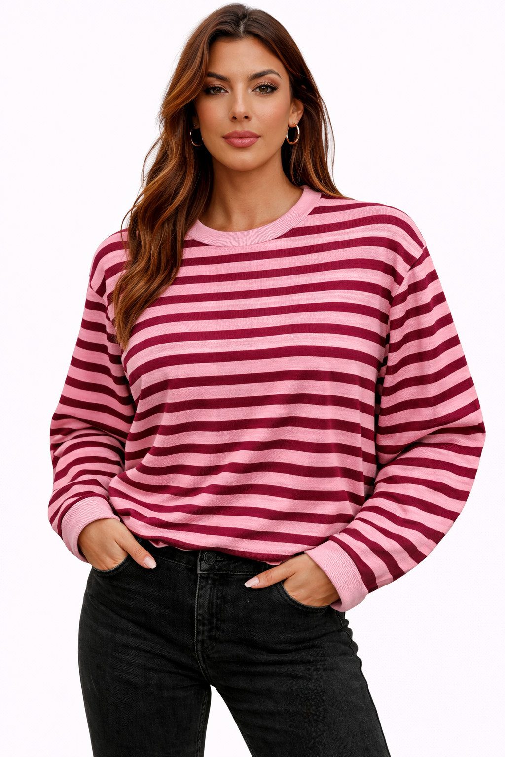 Worldclassca Longsleeve WORLDCLASSCA Longsleeve Streifen Langarm Shirt Sweatshirt Gestreift Neue Kollektion - Stilvolle und gemütliche Mode für Damen