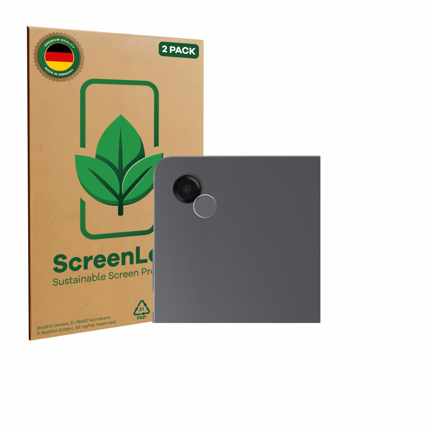 ScreenLeaf Displayschutzfolie Schutzfolie für Samsung Galaxy Tab A11 Plus WiFi 11" (NUR Kameraschutz), 2 Stück, nachhaltiger Displayschutz Schutz Folie Klar Transparent