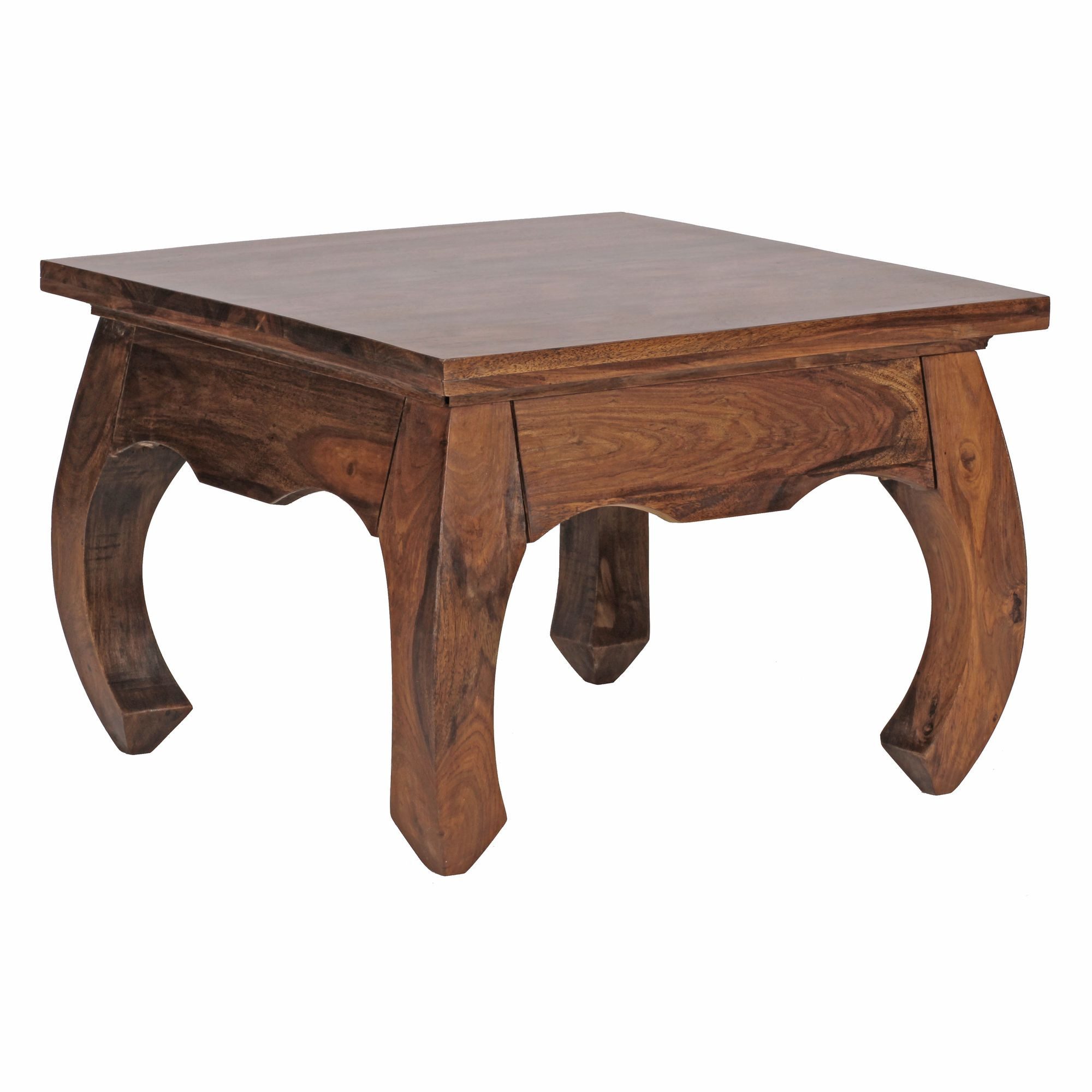 furnicato Couchtisch Opium-Form 60x60x40 Massivholz, Walnuss Finish (1-St), Handgefertigter Wohnzimmertisch mit Unikat-Maserung für dein Heim