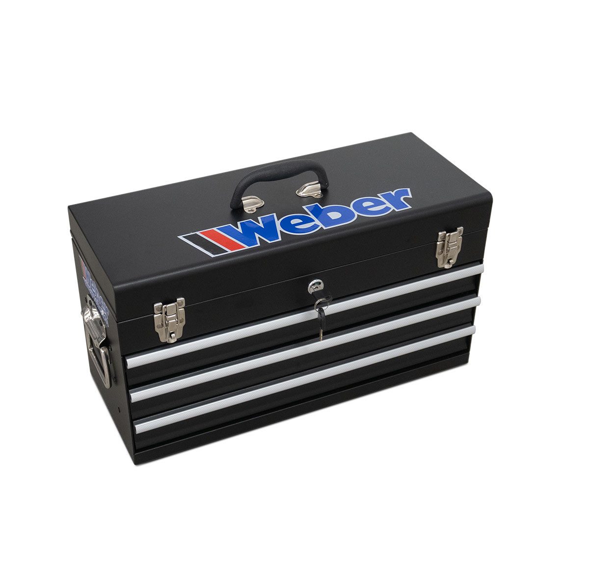 Weber GmbH Werkzeugkoffer Leere Werkzeugkiste mit 3 Schubladen und Klappdeckel, abschließbar, schwarz