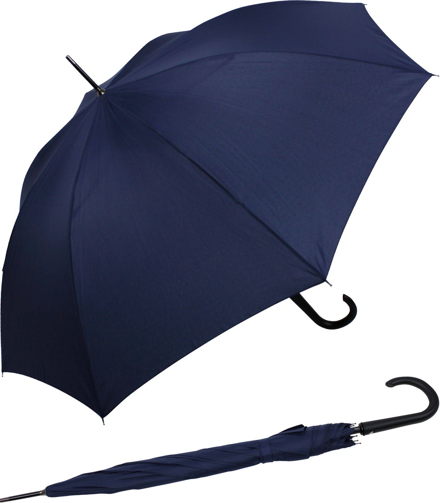 RS-Versand Langregenschirm großer stabiler Regenschirm mit Auf-Automatik, Stahl-Fiberglas-Gestell, integrierter Auslöseknopf navy-blau