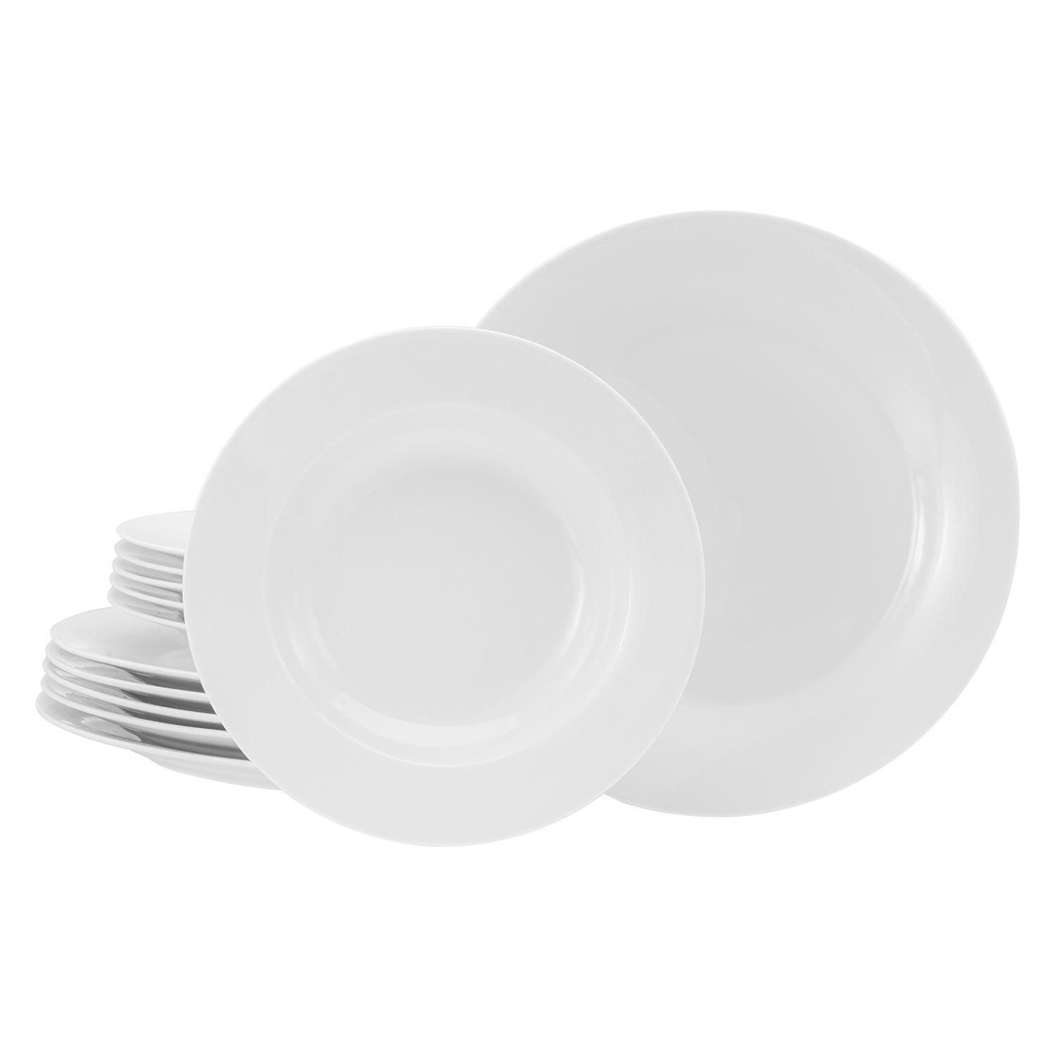 CreaTable Tafelservice Tafelservice 12 tlg., Weiß, Porzellan (12-tlg), 6 Personen, Porzellan, spülmaschinenfest und mikrowellengeeignet