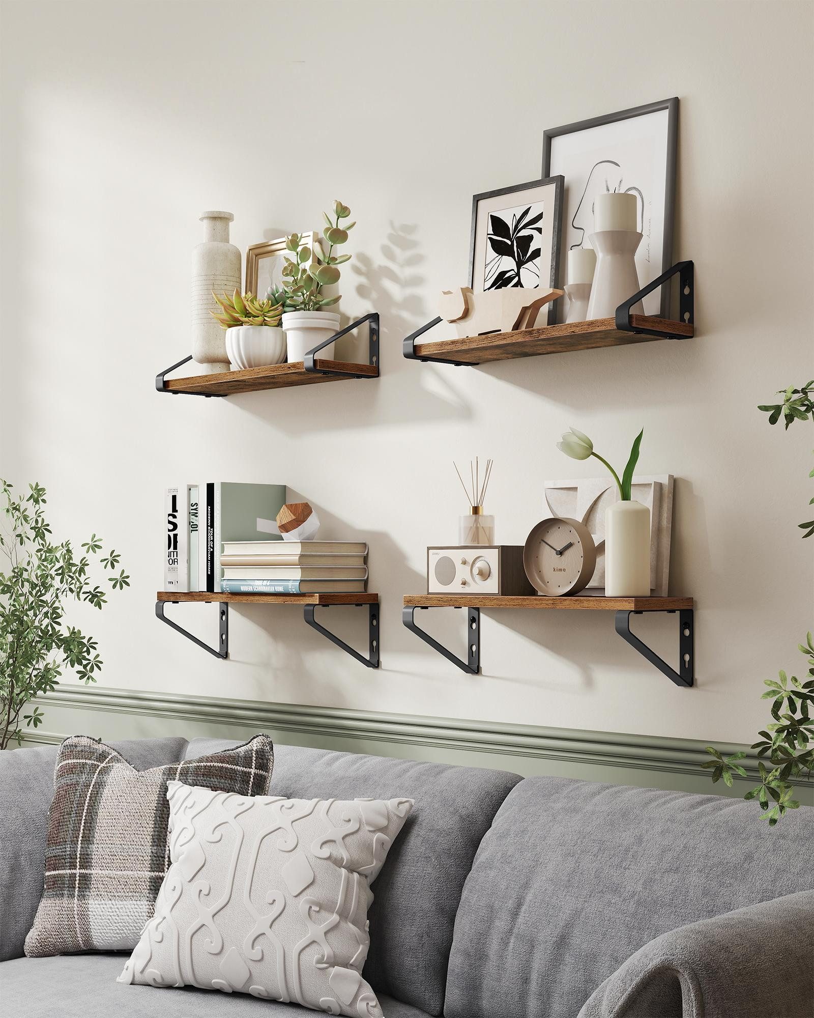 VASAGLE Wandregal, 2er Set, Regalbrett, 2 Montagemöglichkeiten, 40 cm, 10Kg günstig online kaufen