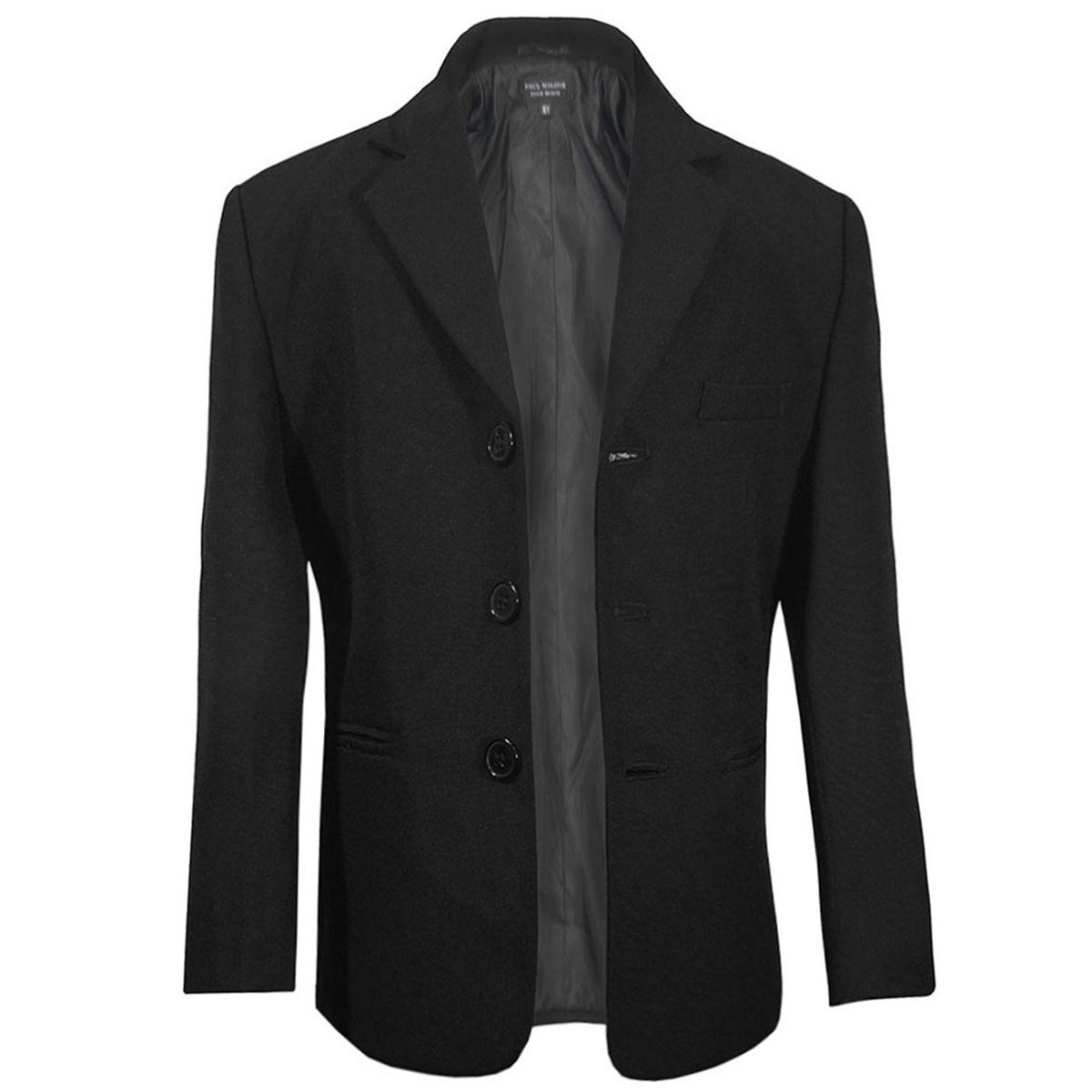 Paul Malone Kinderanzug Anzug für Jungs 6tlg Slim Fit Kommunionanzug, Konfirmationsanzug (Set, 6-tlg., mit Sakko, Weste, Hose, Hemd, Krawatte und Einstecktuch) KA20 mit blauer Krawatte, schwarz, 86 (1 Jahr)