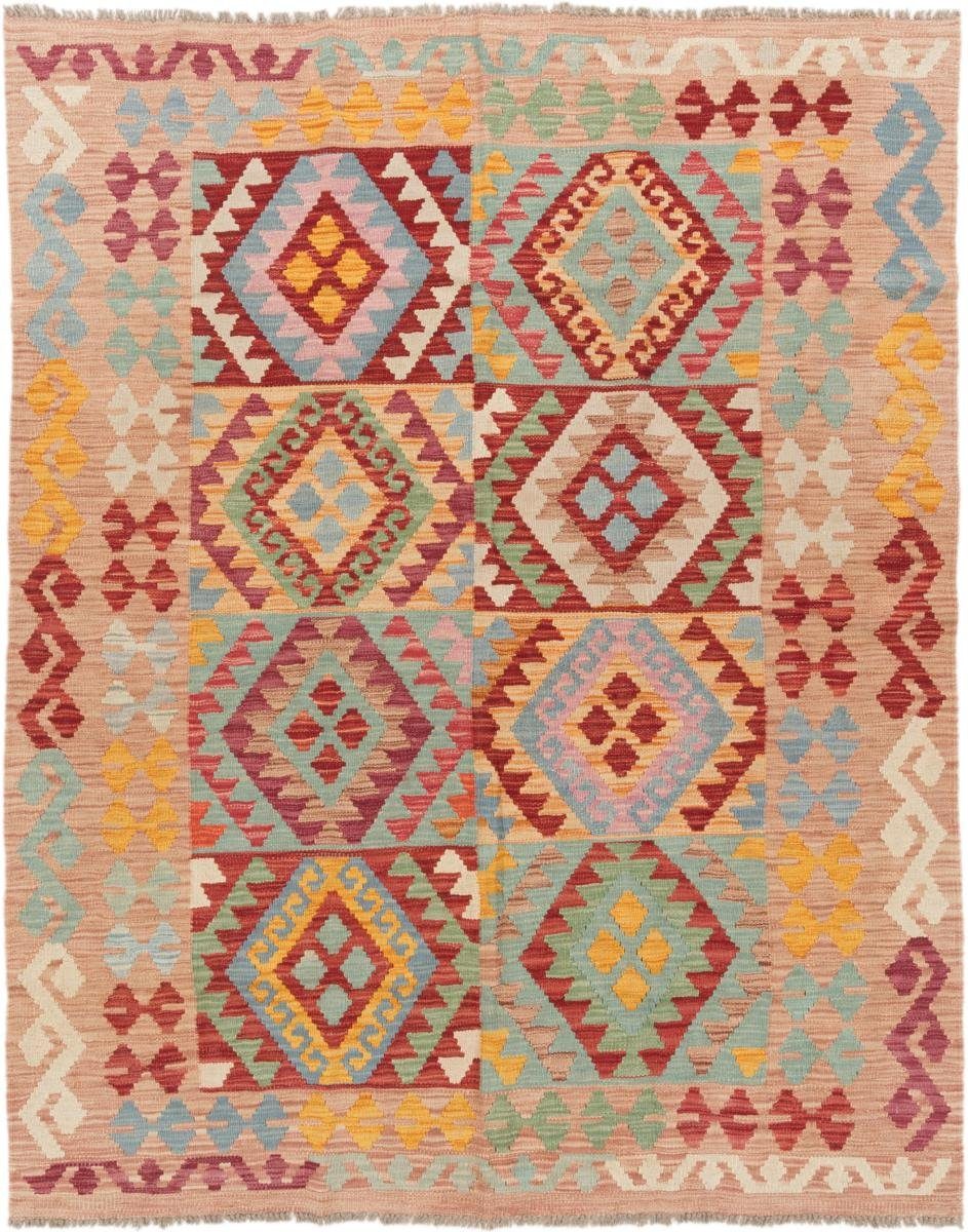 3 mm Höhe: rechteckig, Handgewebter Kelim Afghan Trading, Nain Orientteppich Orientteppich, 152x193