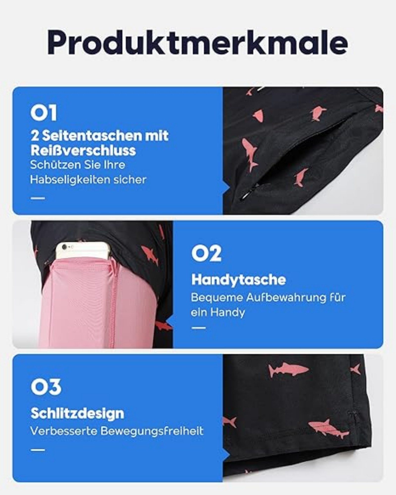 MaaMgic Shorts Herren Elastan kurze Hose 2-in-1 Badehose schnelltrocknend Sporthose (1-tlg) – Bild 5 von 5