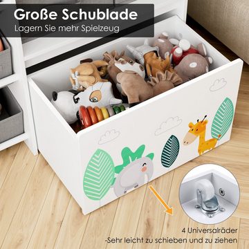 HOMECHO Spielzeugtruhe, Kinderregal mit 10 Stoff Aufbewahrungsboxen