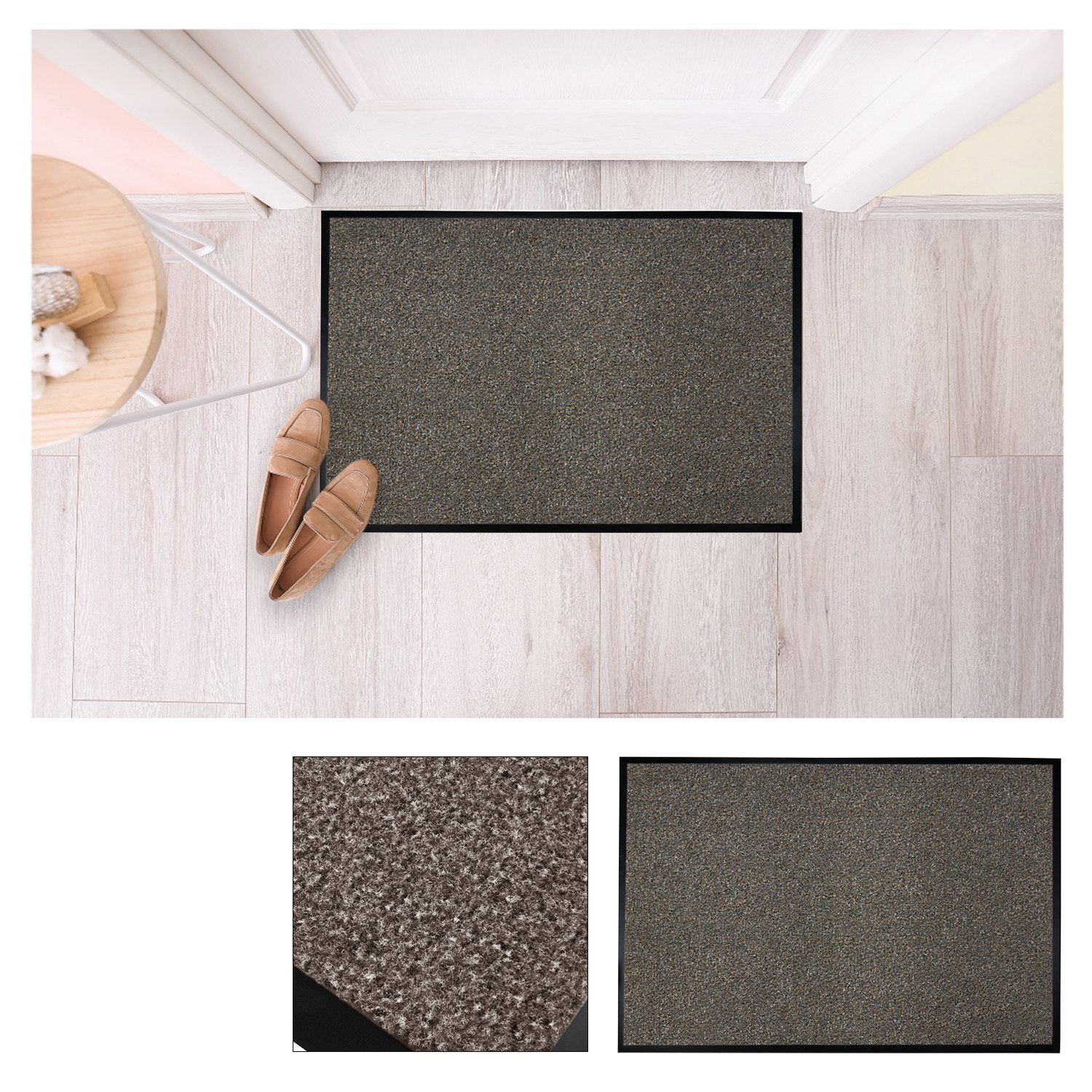 MDEKOR Fußmatte Velours Türmatte Schmutzfangmatte Fußabtreter rutschfest, 40 × 60 cm, Braun, robust & pflegeleicht