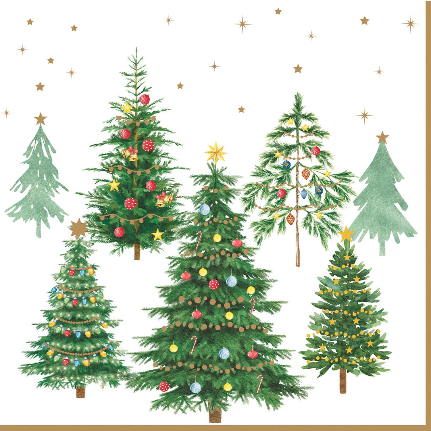 EasyLife Papierserviette Festive Trees, Farbe: Mehrfarbig, Motiv: Tannenbaum