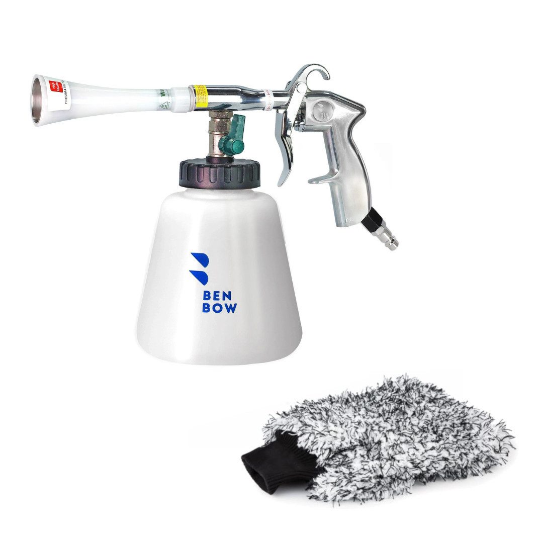 BENBOW Dreckfräse Druckluft Reinigungspistole Wirbel-Effekt + Mikrofaser Handschuh, 004 Druckluft Reinigungspistole Metall + Mikrofaserhandschuh