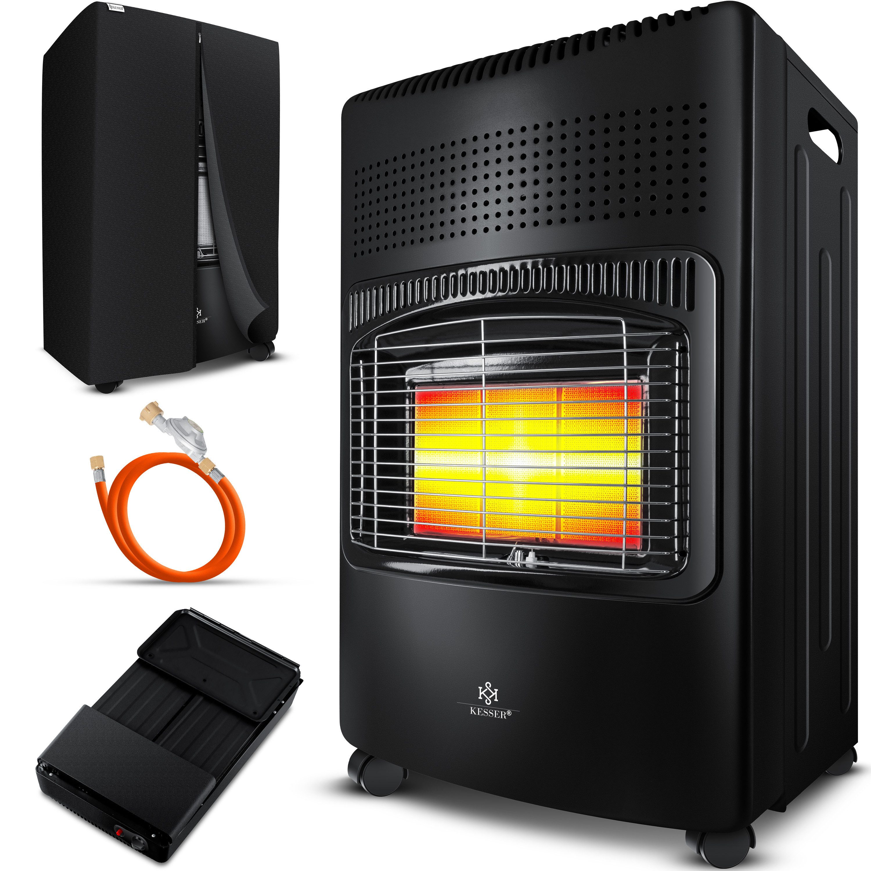KESSER Heizstrahler, 4200 W, 4200W Keramik Gasheizer Heizstrahler inkl. Gasdruckregler Gasschlauch