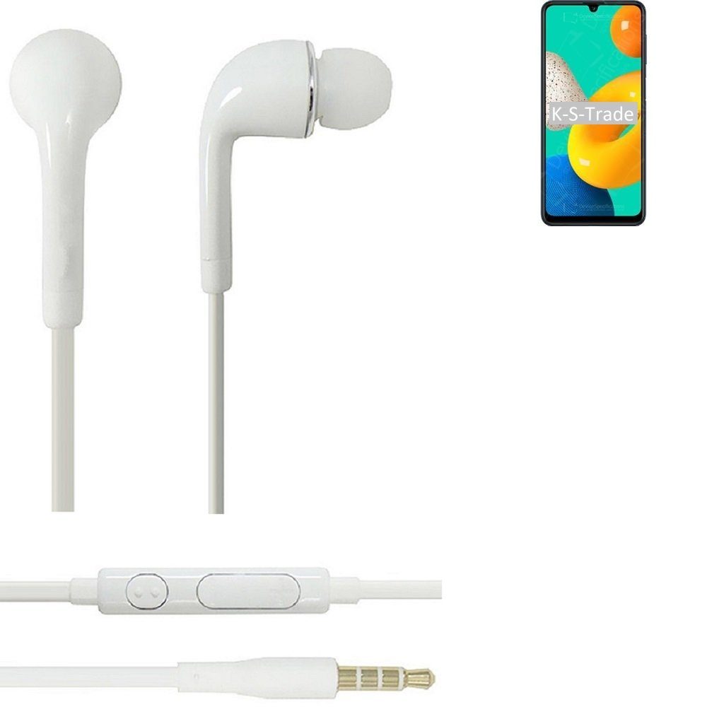 K-S-Trade für (Kopfhörer In-Ear-Kopfhörer u 3,5mm) M32 Lautstärkeregler Samsung Headset mit weiß Mikrofon Galaxy