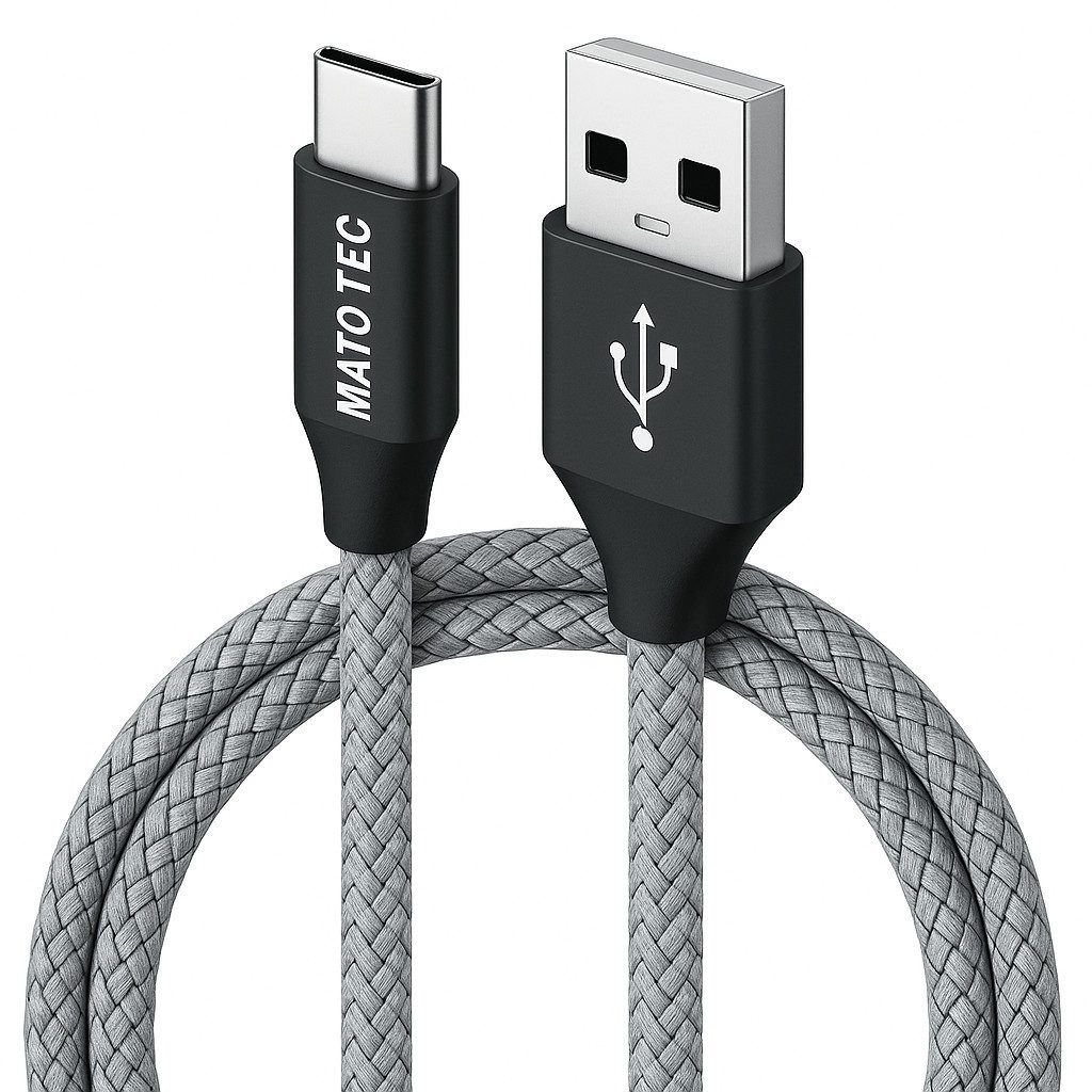 Alpha Electronics USB C Datenkabel SCHNELL Ladekabel für Samsung usw.- mehrere Längen USB-Kabel, USB-C, USB Typ A (200 cm), Schwarz, Rot, Silber, Blau