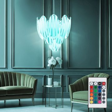 etc-shop LED Pendelleuchte, Leuchtmittel inklusive, Warmweiß, Farbwechsel, Hängelampe Glas weiß Pendelleuchte Esstisch Glas Wohnzimmerlampe