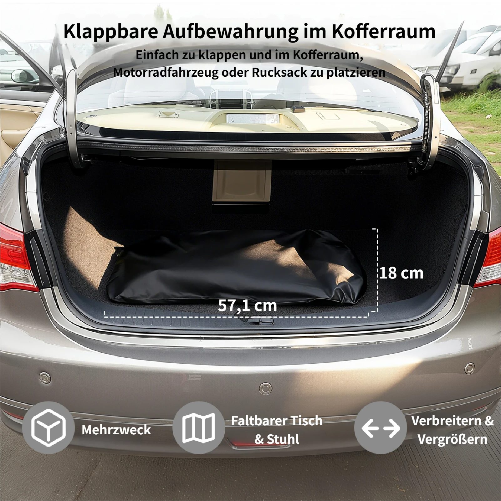 Rutaqian Campingtisch Klapptisch mit Stühlen, Campingtisch mit Stühlen Set faltbar, 1 Tisch + 3 Sessel (2 Einzel, 1 Doppel) für Garten, Picknick, Festival – Bild 4 von 5