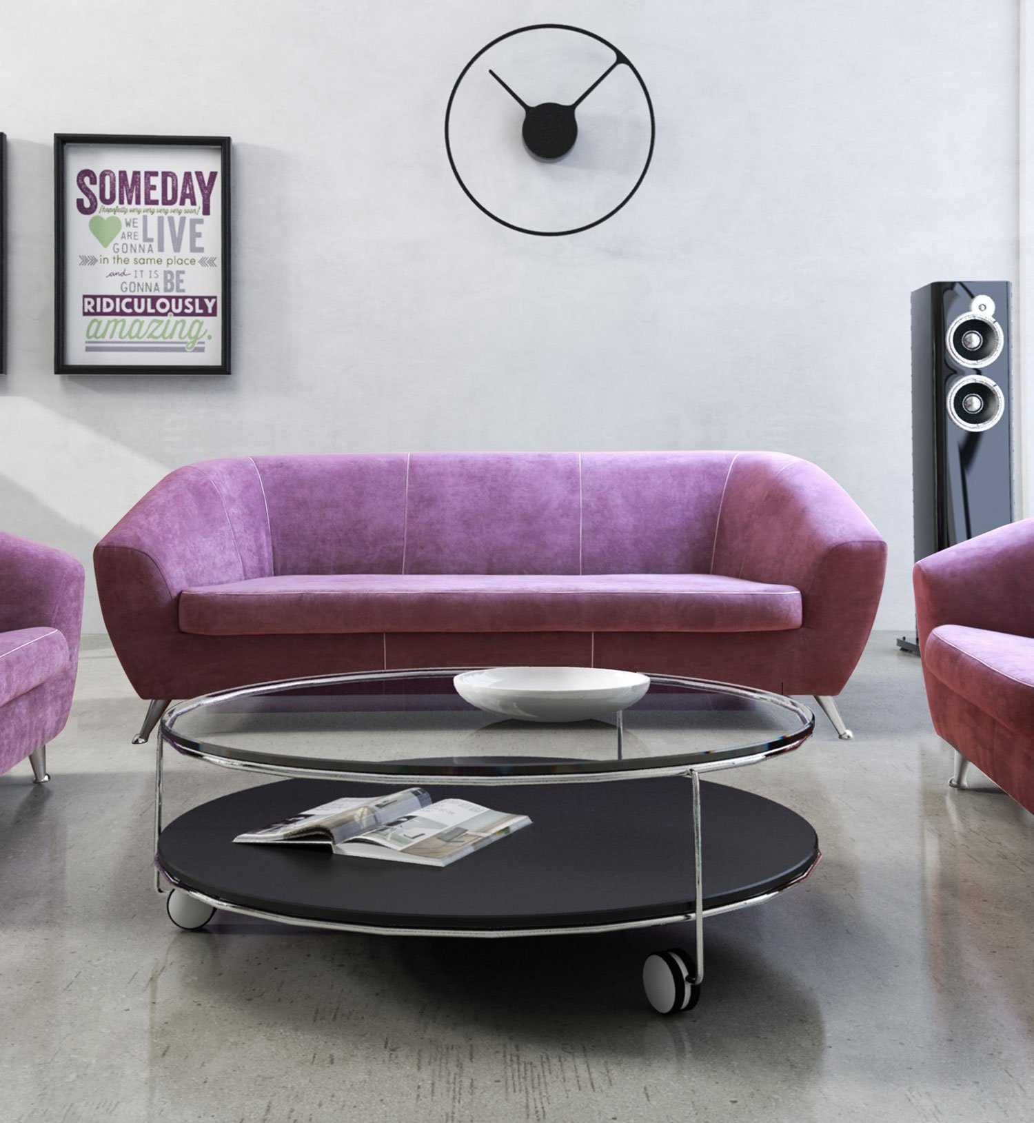 Farbe Lira, Wellenunterfederung mit 202cm (Orinoco Feldmann-Wohnen wählbar lila 64) Sofa