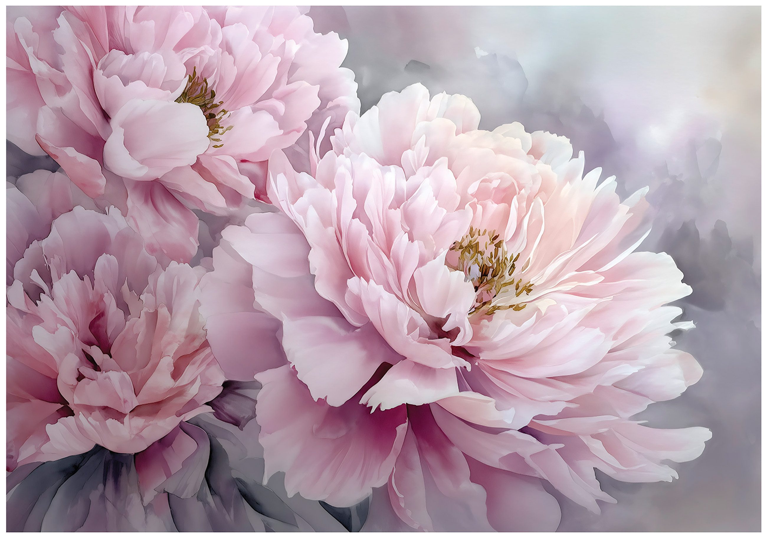 Wallarena Fototapete Blume Rosa Weiß Grau Vlies Tapete Wohnzimmer Schlafzimmer Wandtapete, Glatt Vlies Washable, Blume, Rosa, Weiß, Grau, (Packung, 2 St., Vlies Fototapete), Vliestapete schwarz Wohnzimmer Schlafzimmer Küche Tapete + Kleister