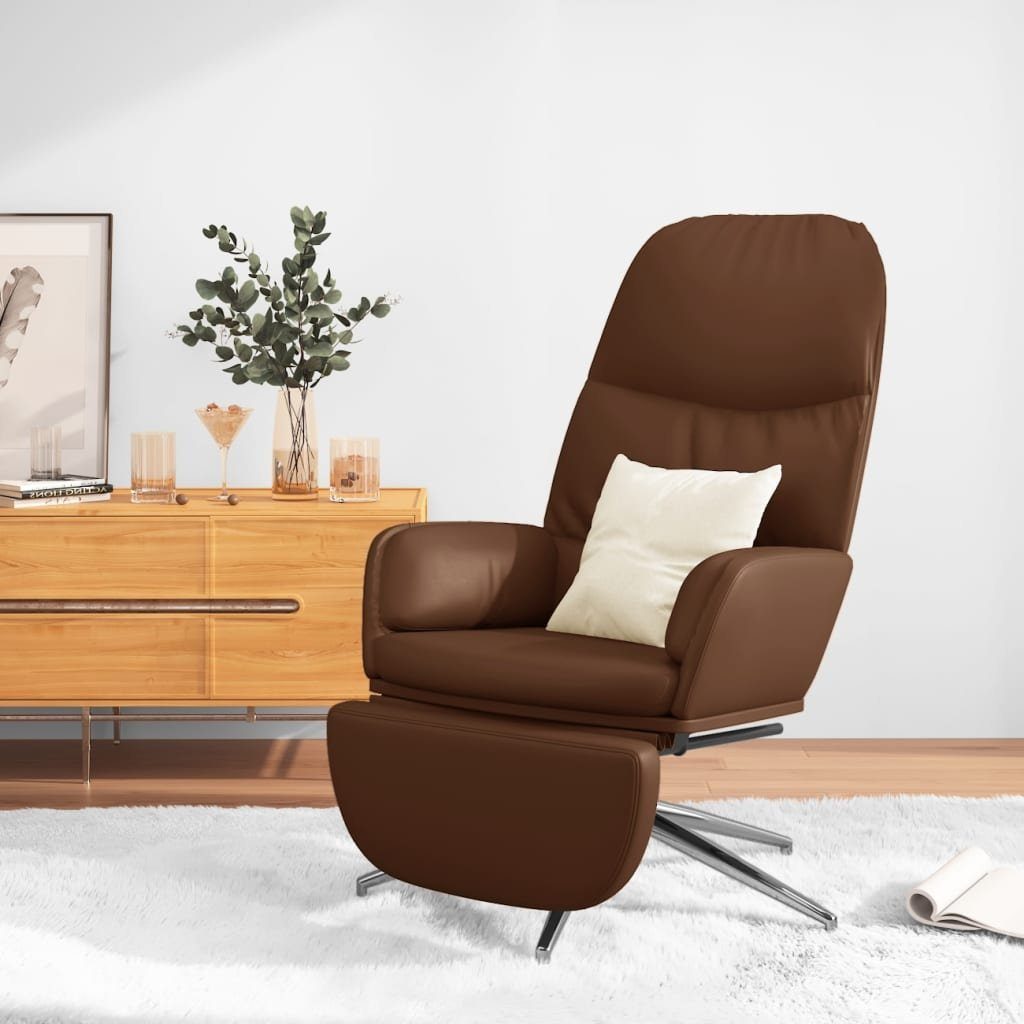 furnicato Sessel Relaxsessel mit Fußstütze Braun Glänzend Kunstleder