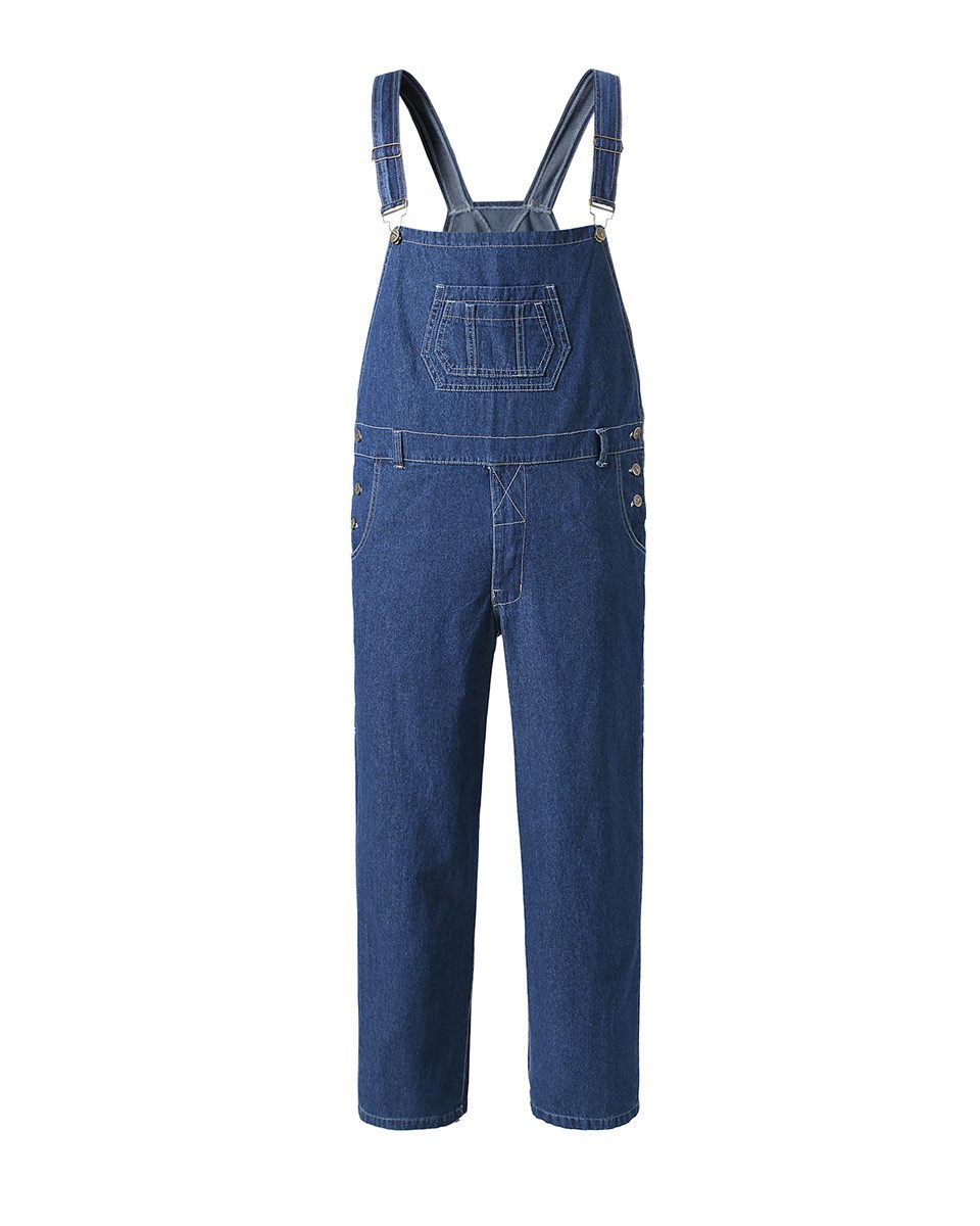 YOUTHUP Jeanslatzhose Herren unifarbige Jeanslatzhose, Overall, lockerer loose fit