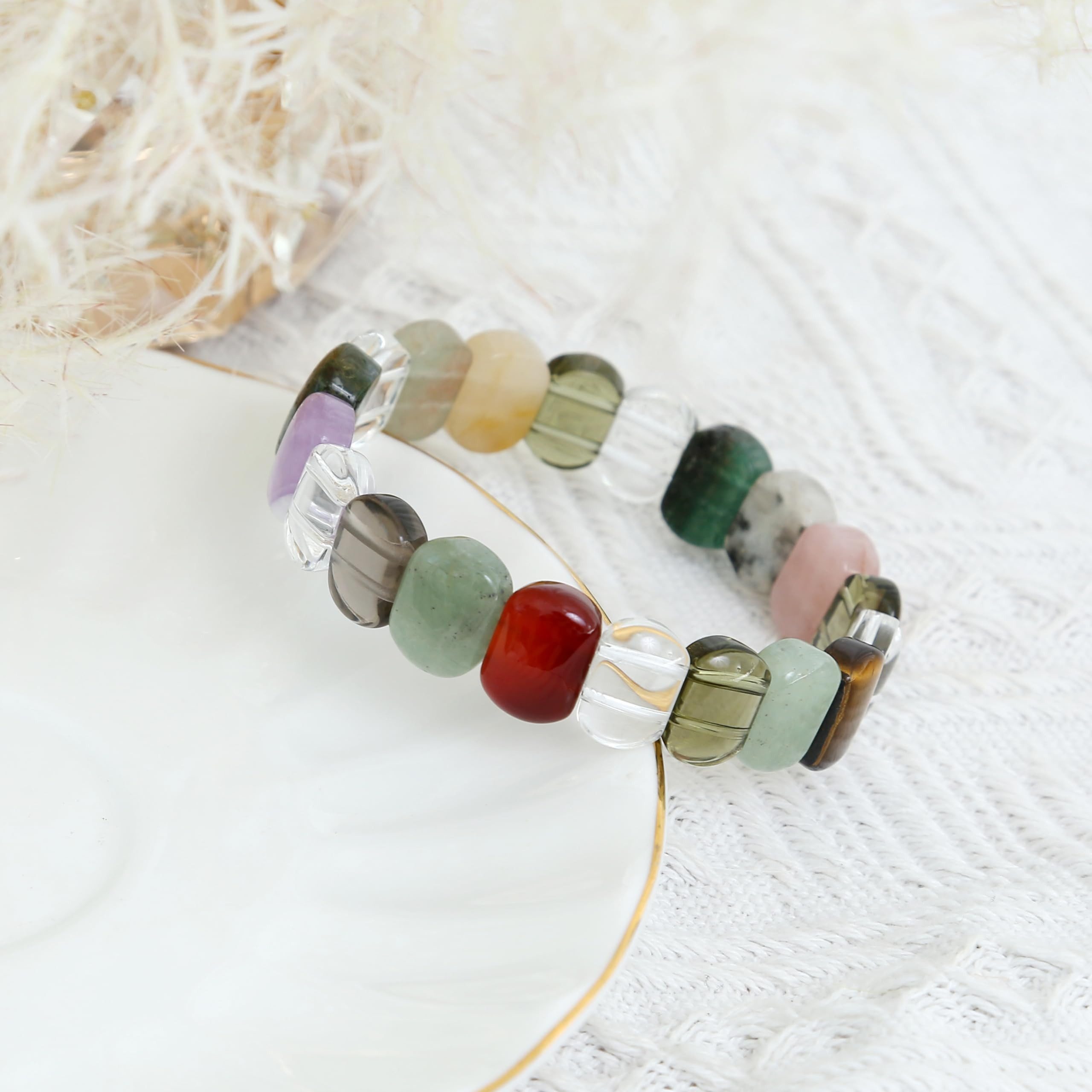 Made by Nami Armband Buntes Edelstein Chakra Armband Damen aus echten Steinen, Geschenke für Frauen (Bunt) – Bild 5 von 5