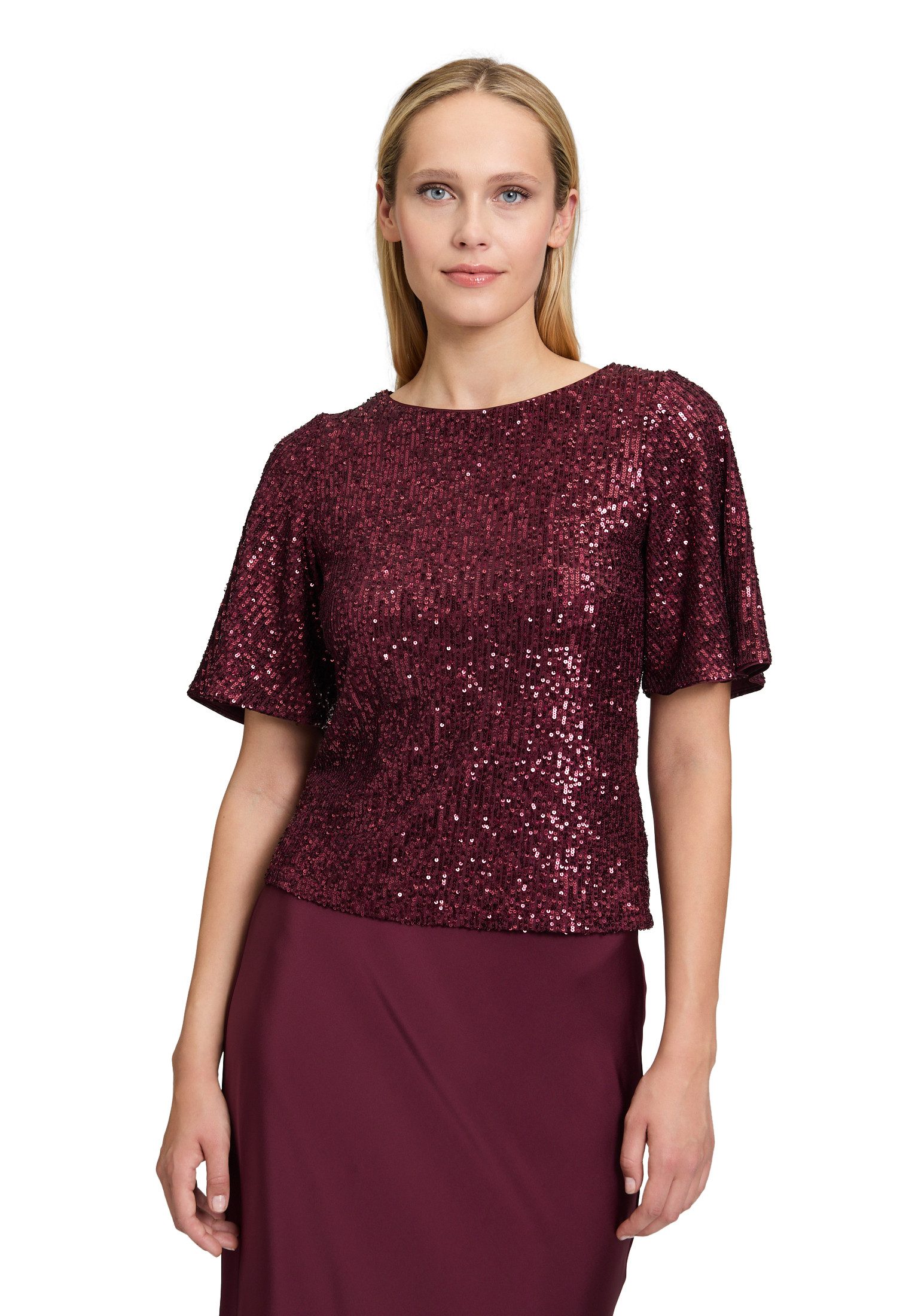 Vera Mont Kurzarmshirt Damen mit Flügelärmeln (1-tlg) Pailletten