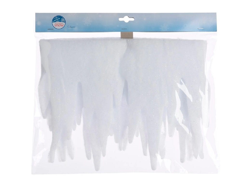 Kaemingk Fensterdekoration Fensterbild Eiszapfen mit Glitter 200 cm weiß