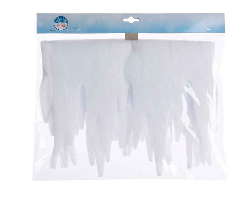 Kaemingk Fensterdekoration Fensterbild Eiszapfen mit Glitter 200 cm weiß