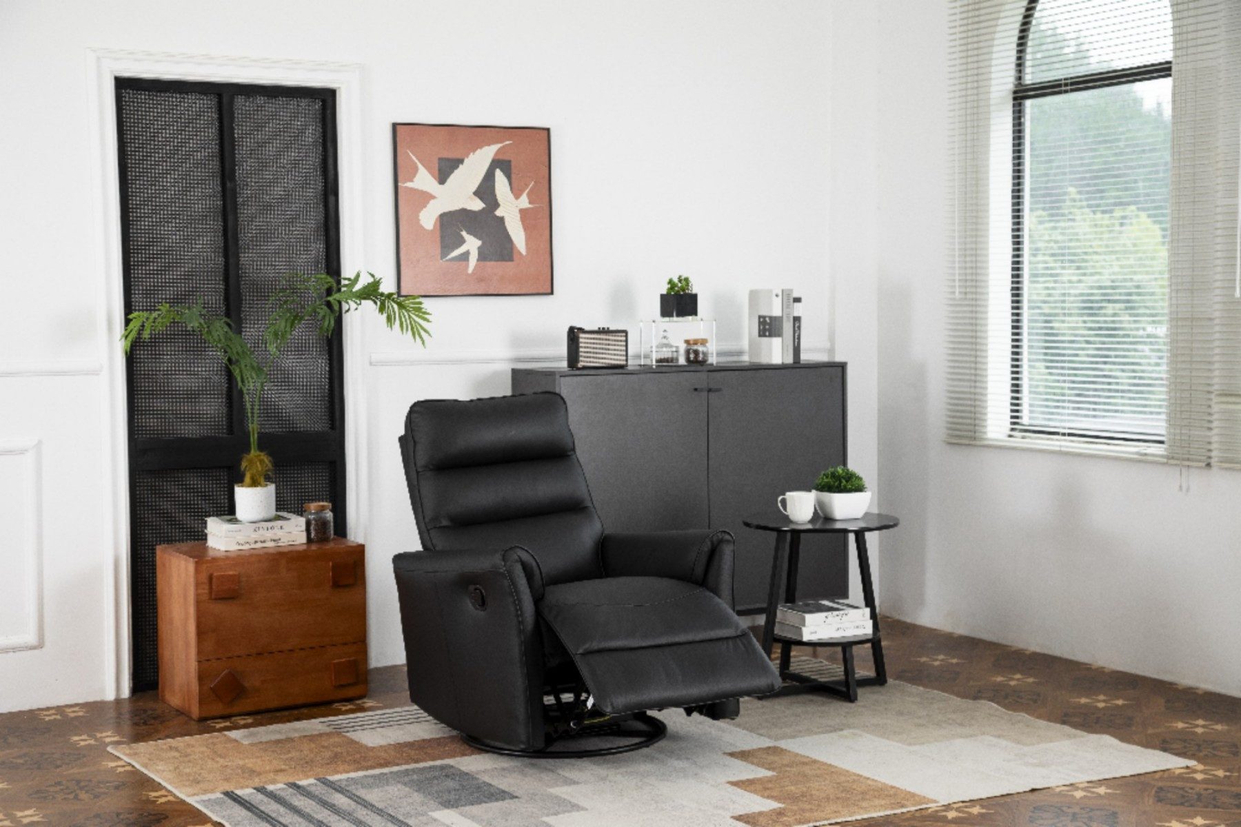 Happy Home Loungesofa Verstellbarer Relaxsessel mit Massagefunktion in schwarzer Lederoptik