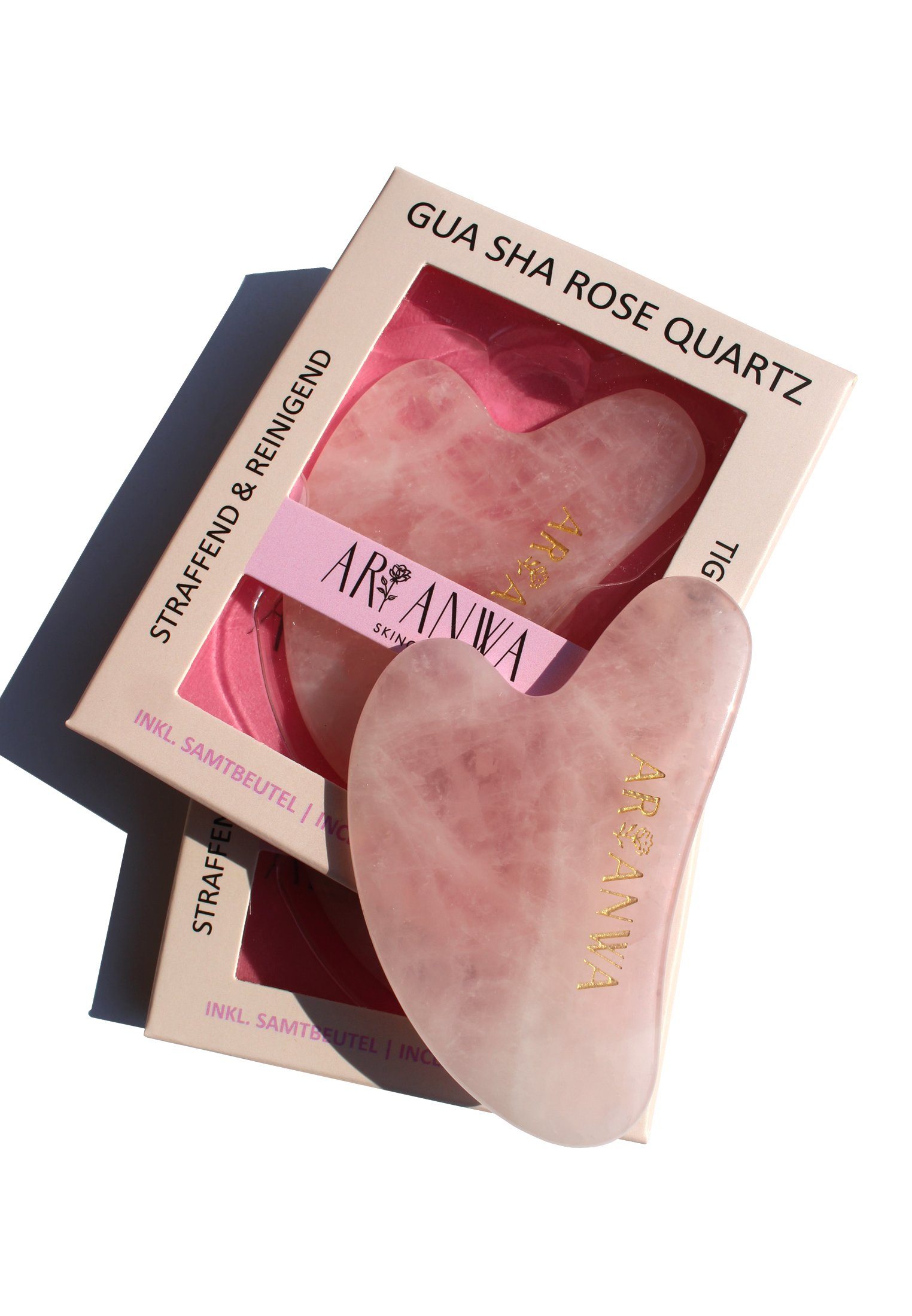 ARI ANWA Skincare Massagegerät Gua Sha Rosenquarz, Gesichtsmassage & Hautpflege