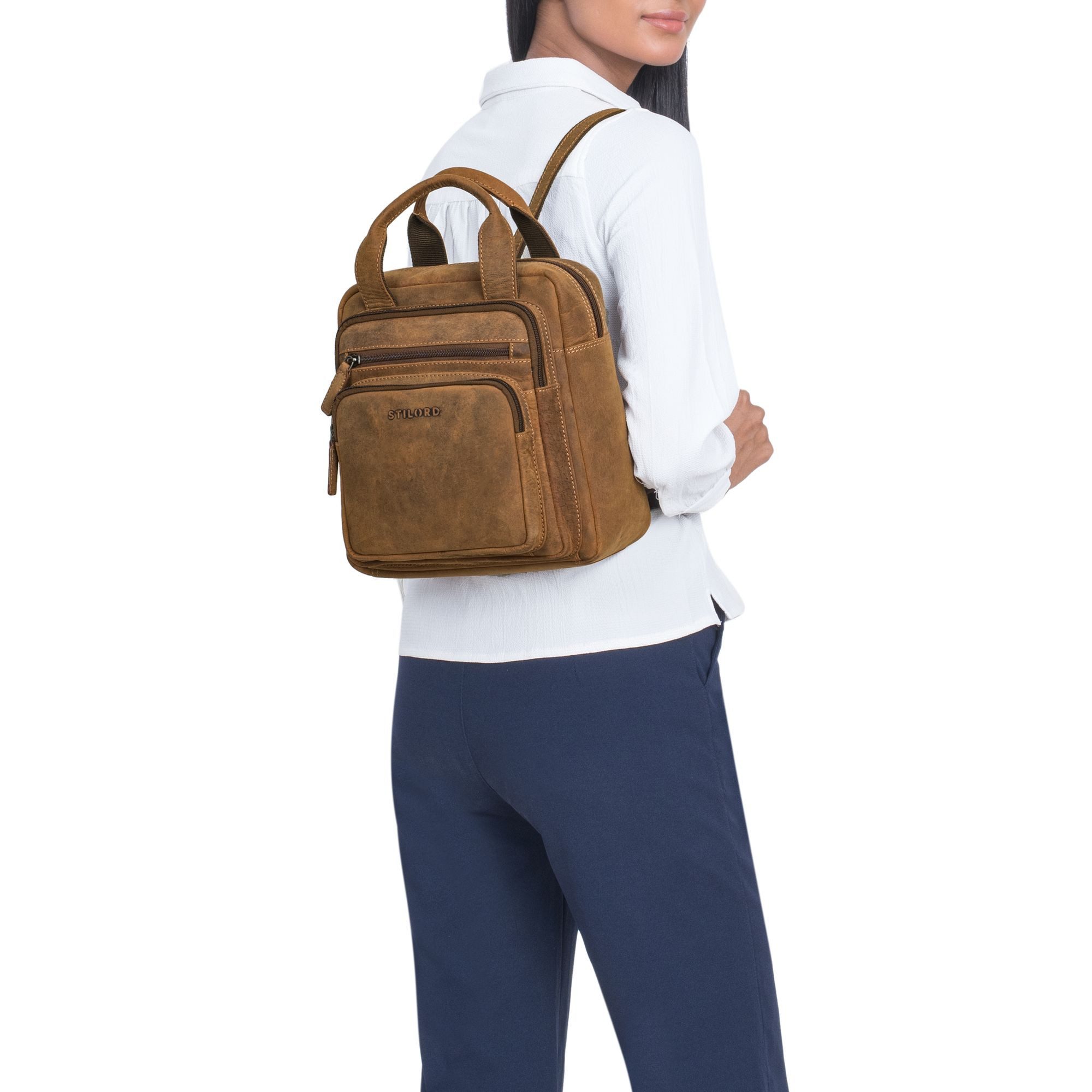 STILORD Cityrucksack "Maple" Rucksack Tasche Damen Echtes Leder mit Henkel klein – Bild 2 von 5