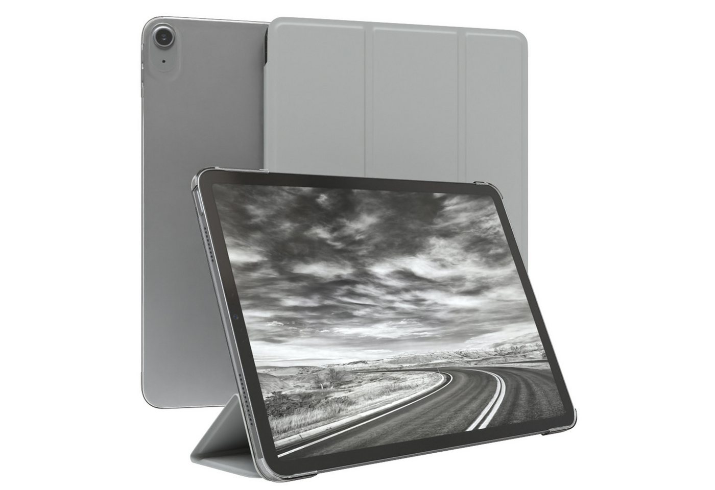 EAZY CASE Tablet-Hülle Smart Case für Apple iPad Air 4 2020 / Air 5 2022 10,9 Zoll, Tablet Case Bookcover Smart Flipcase Schutztasche magnetisch Hellgrau