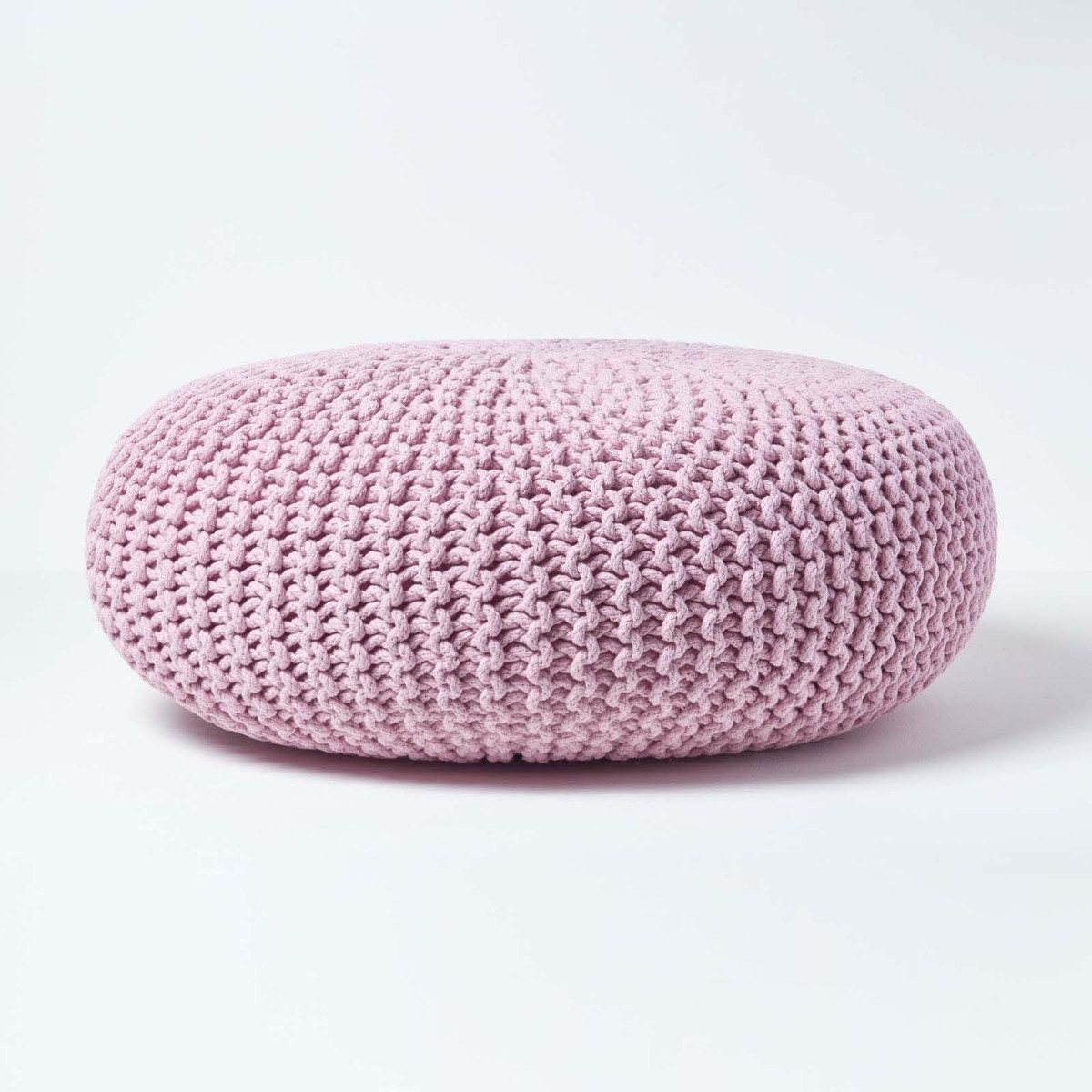 Homescapes Pouf Großer Strickpouf 100% Baumwolle, rosa